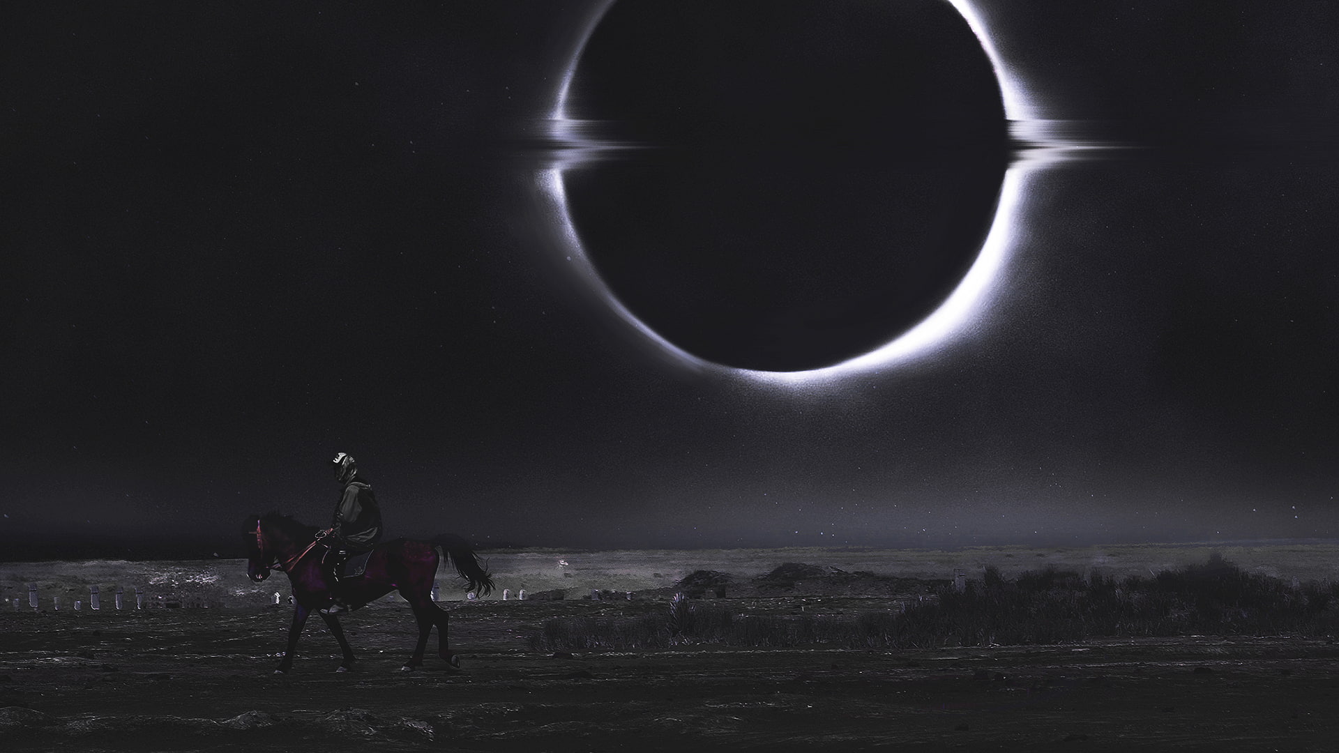 Hani Jamal, black, 1080P, eclipse, photo manipulation, dark, Moon, HD Wallpaper