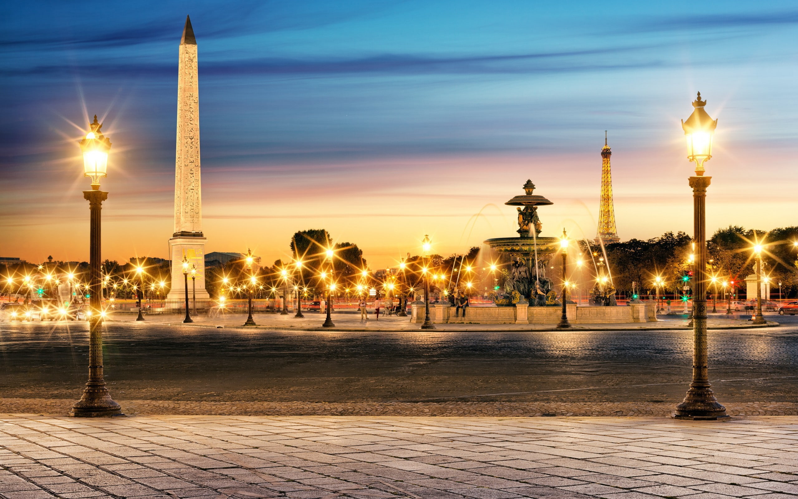 lights, Eiffel Tower, street light, urban, city, 2K, building, Paris, photography, HD Wallpaper