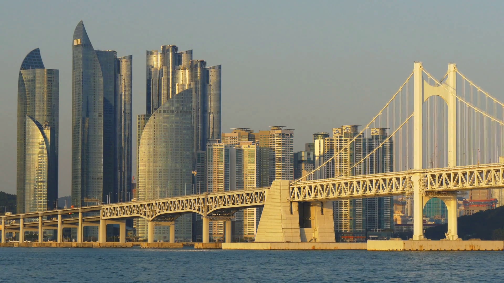 tall - high, architecture, cityscape, travel destinations, transportation, bridge, building exterior, building, no people, sky, skyscraper, busan, river, HD Wallpaper