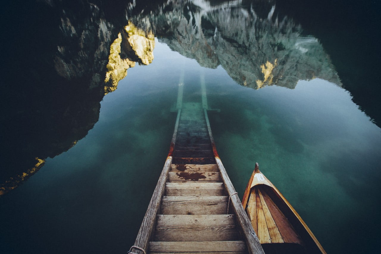 water, outdoors, non-urban scene, lake, stairs, boat, rock, no people, rock - object, clouds, sea, beside, built structure, 720P, solid, landscape, rock formation, HD Wallpaper