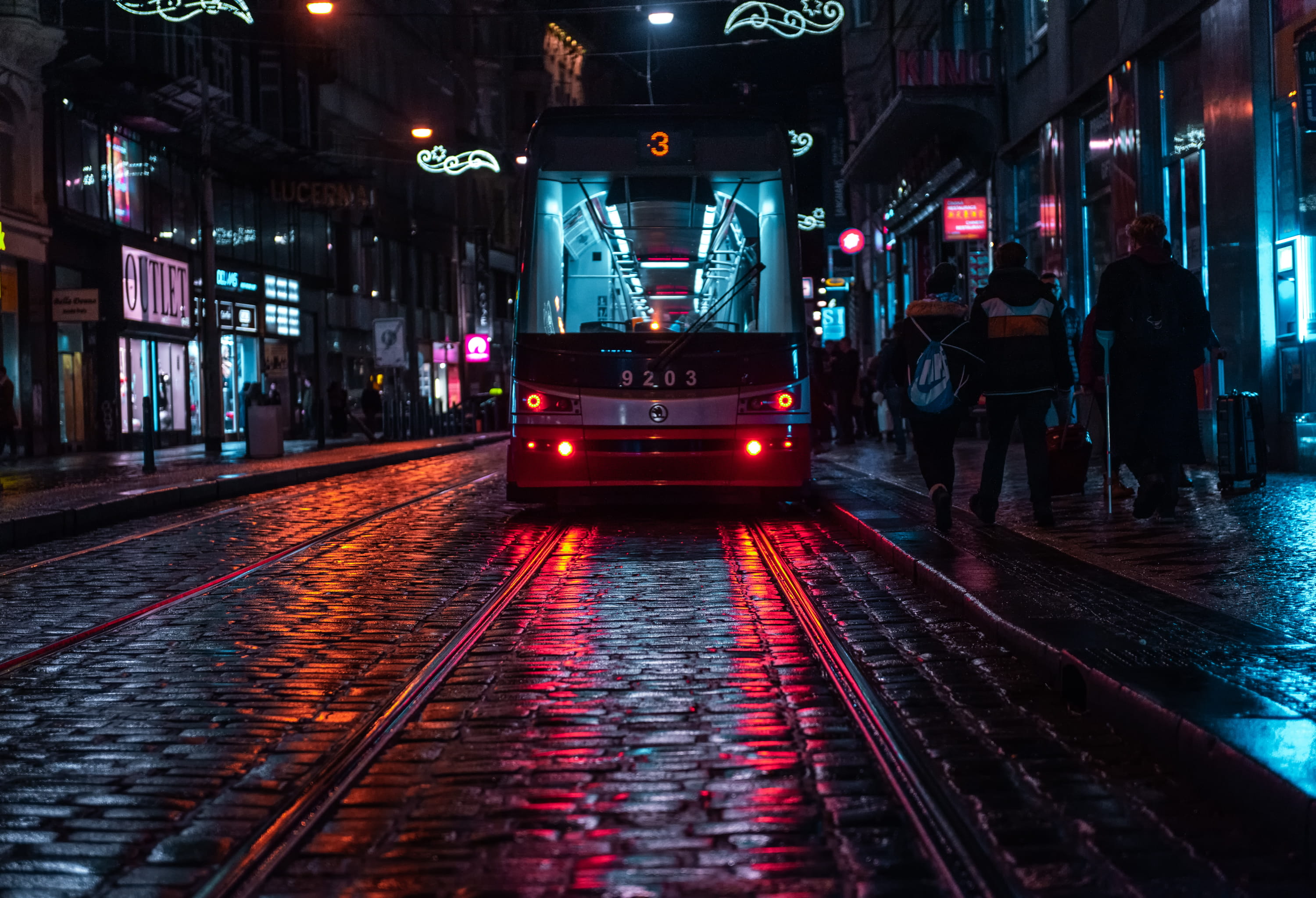 built structure, motor vehicle, passing, transportation, dark, czech republic, car, nightlife, street, architecture, prague, night, transportation system, HD Wallpaper