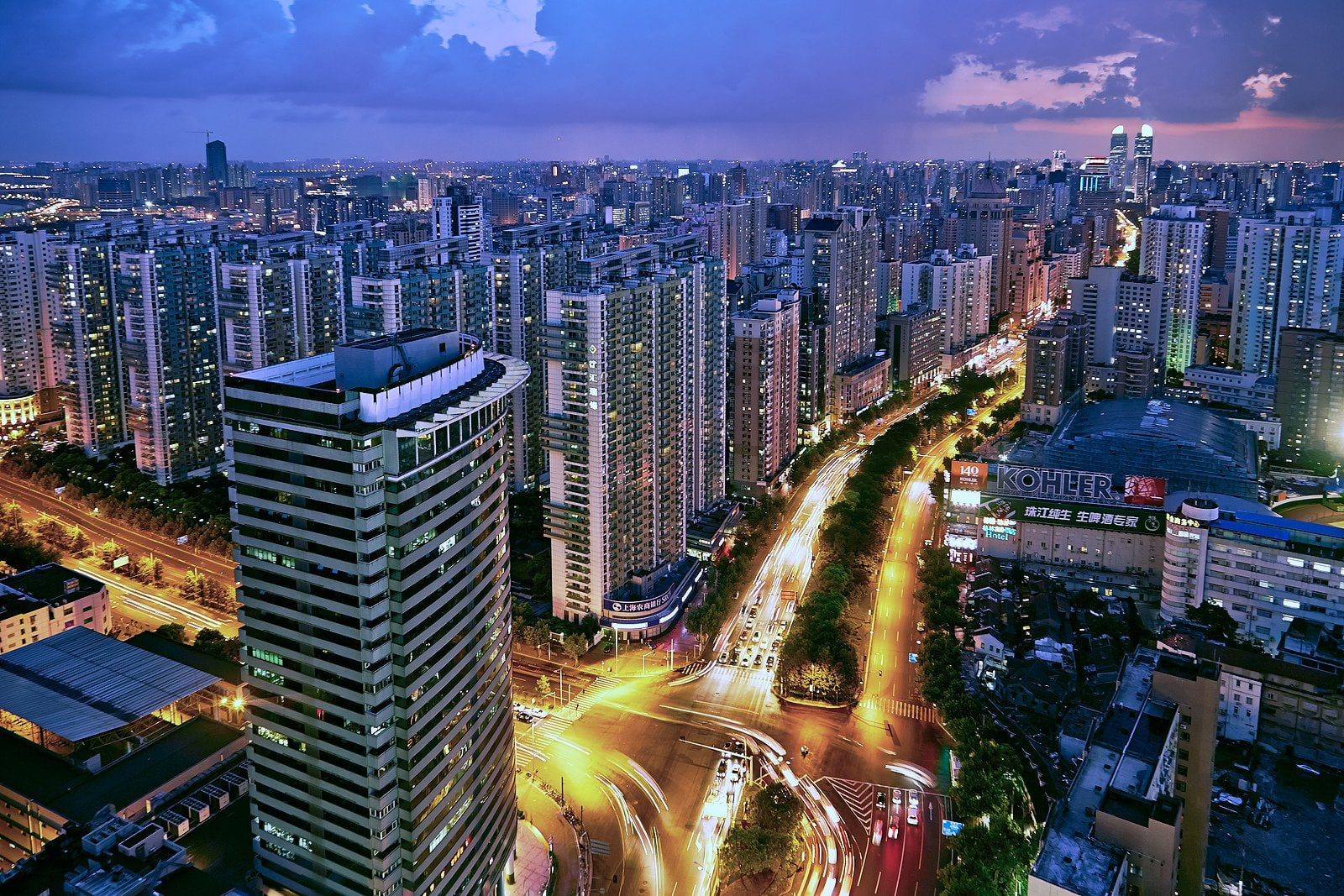 cityscapes, skyline, citylifes, highways, bridges, night, skylines, architecture, asian, asia, asians, cities, 720P, china, buildings, skyscrapers, light, HD Wallpaper