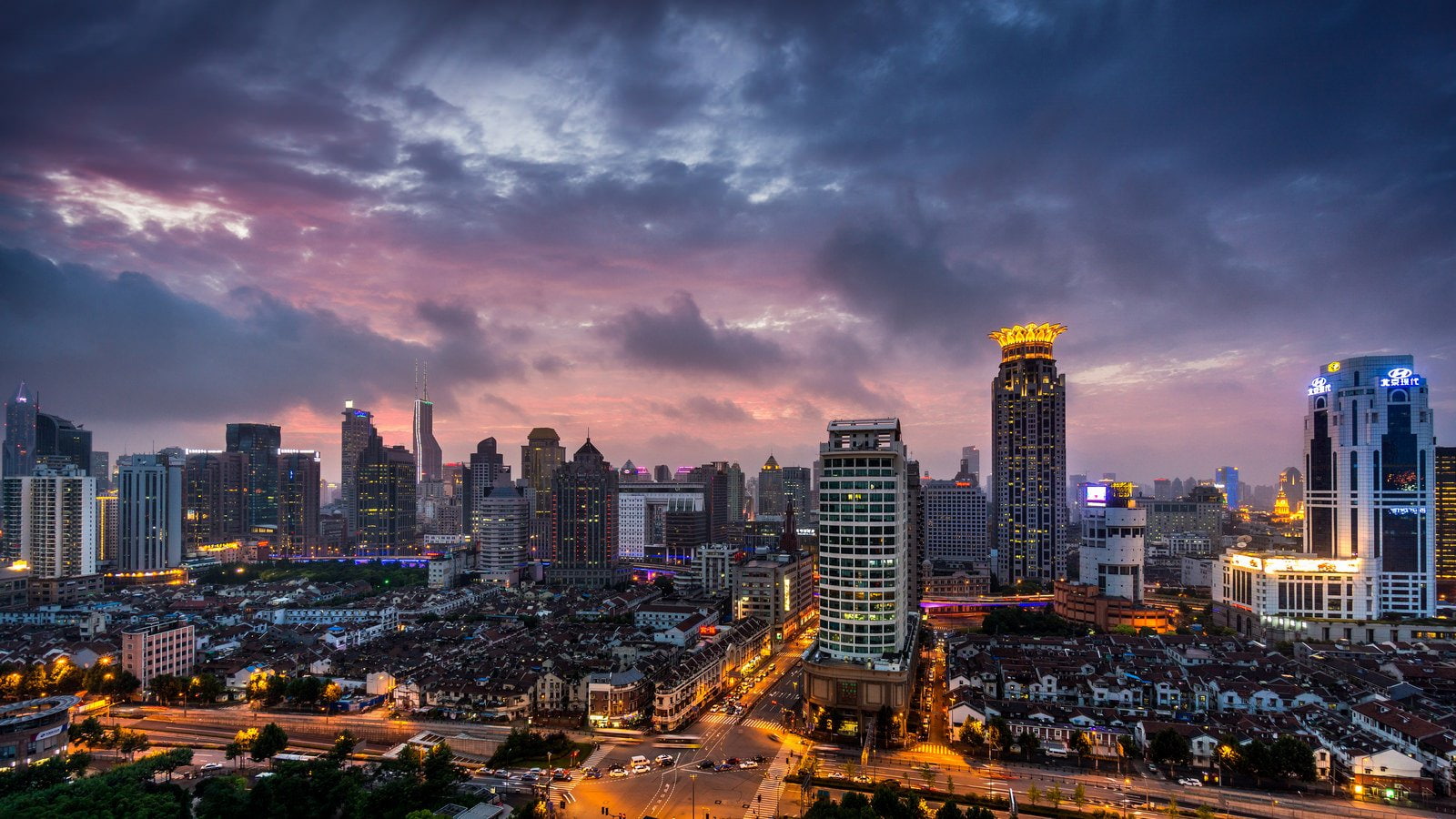 asia, night, architecture, cityscapes, skylines, shanghai, light, chine, highways, china, cities, skyscrapers, skyline, 720P, asians, asian, buildings, HD Wallpaper