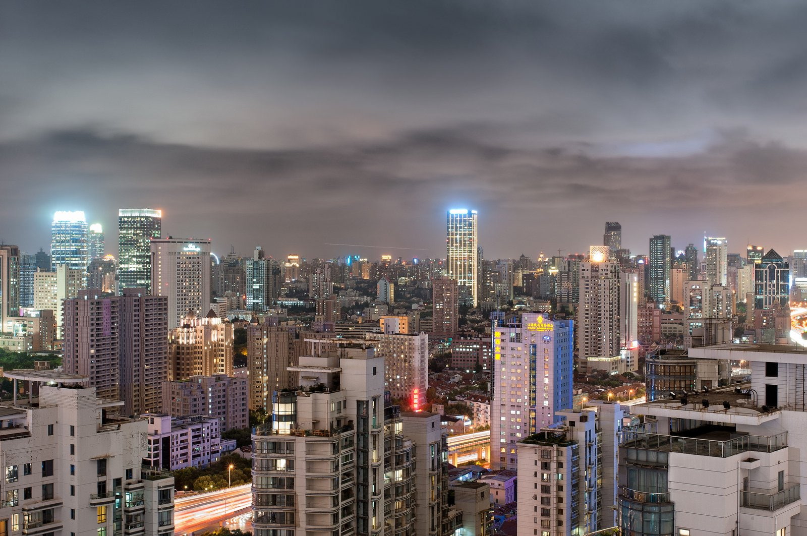 night, chine, asian, skylines, cityscapes, bridges, skyscrapers, cities, asians, china, citylifes, light, 720P, shanghai, architecture, buildings, skyline, HD Wallpaper