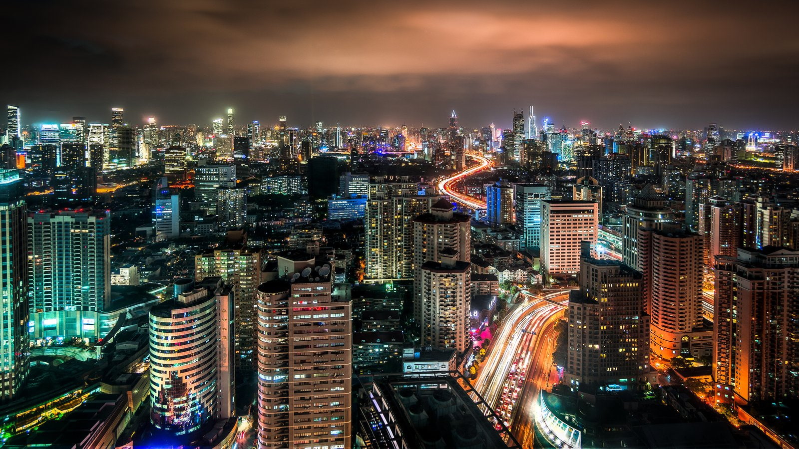 skyscrapers, citylifes, light, shanghai, 720P, bridges, highways, cityscapes, architecture, asian, chine, skylines, china, asia, buildings, skyline, cities, HD Wallpaper