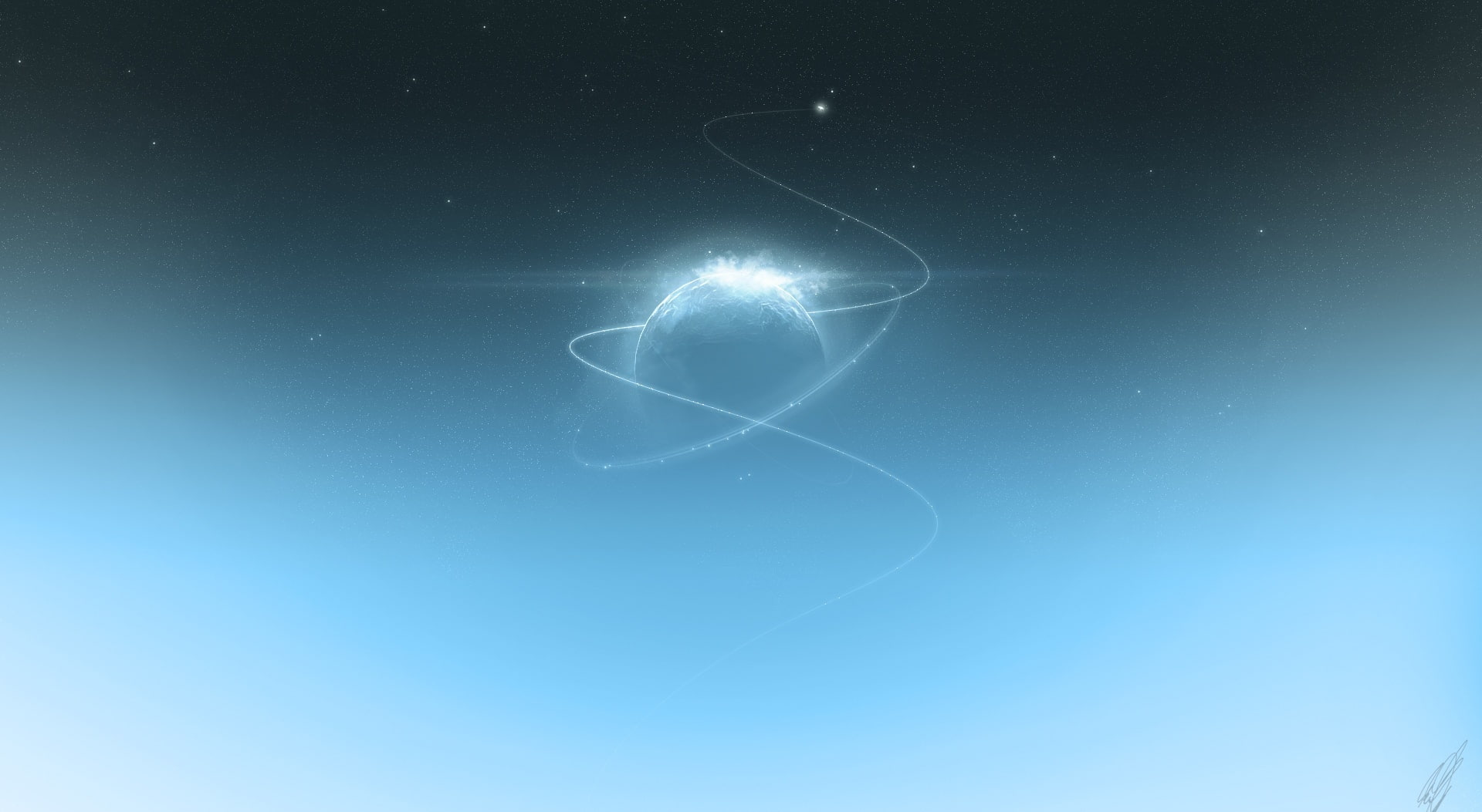 nature, outdoors, bright, 1080P, copy space, underwater, creativity, studio shot, sky, sphere, jellyfish, light - natural phenomenon, abstract, blue background, HD Wallpaper