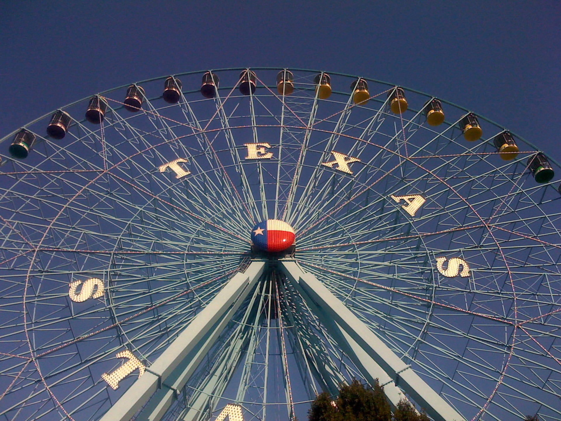 night, amusement park, no people, Fair, architecture, sky, clear sky, texas, gray, illuminated, Ferris, 1080P, city, dallas, fair, Wheel, shape, State, HD Wallpaper