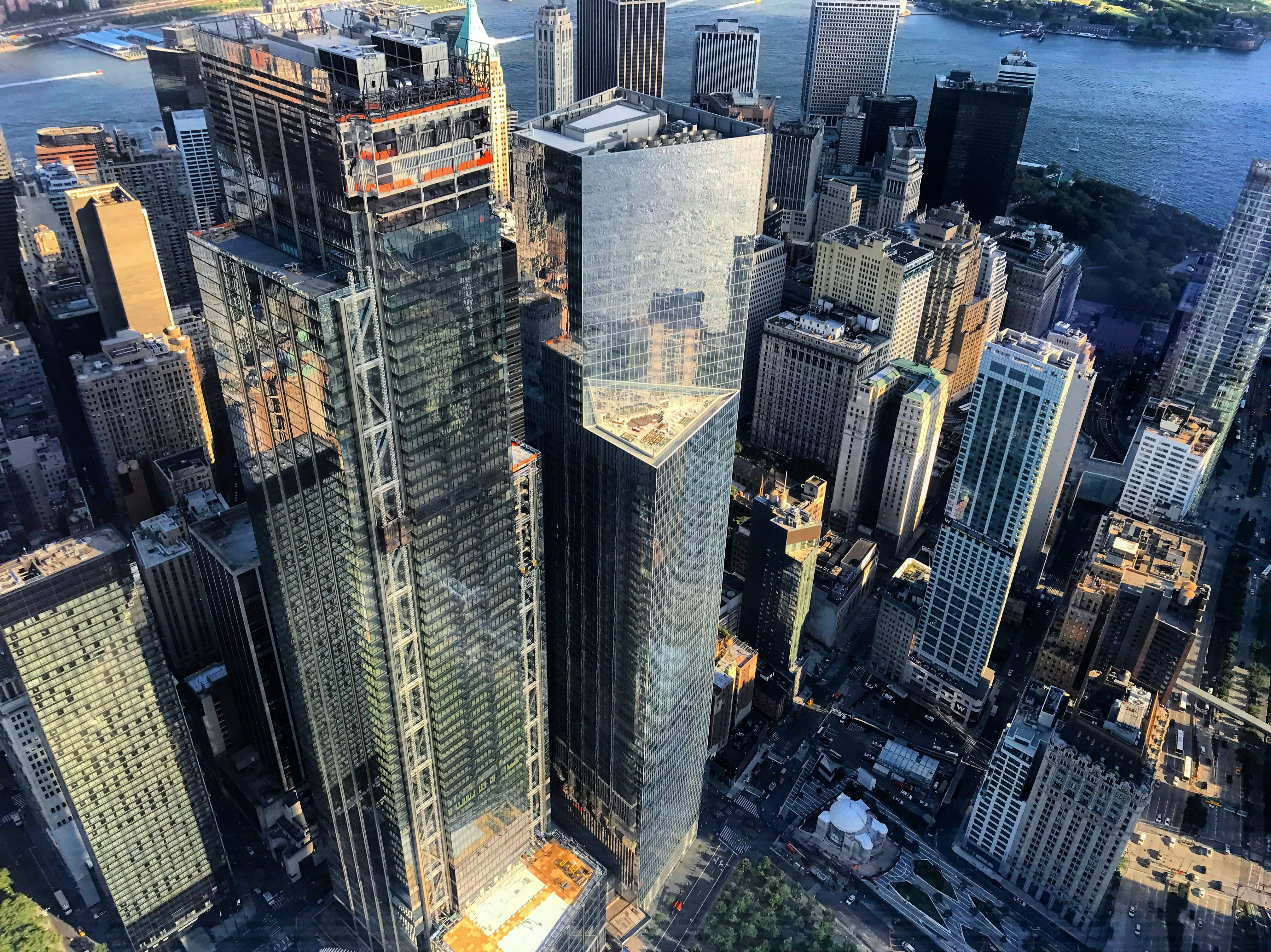 4K, financial district, water, skyscraper, modern, office, tower, united states, high angle view, tall - high, building exterior, cityscape, skyscrapers, HD Wallpaper