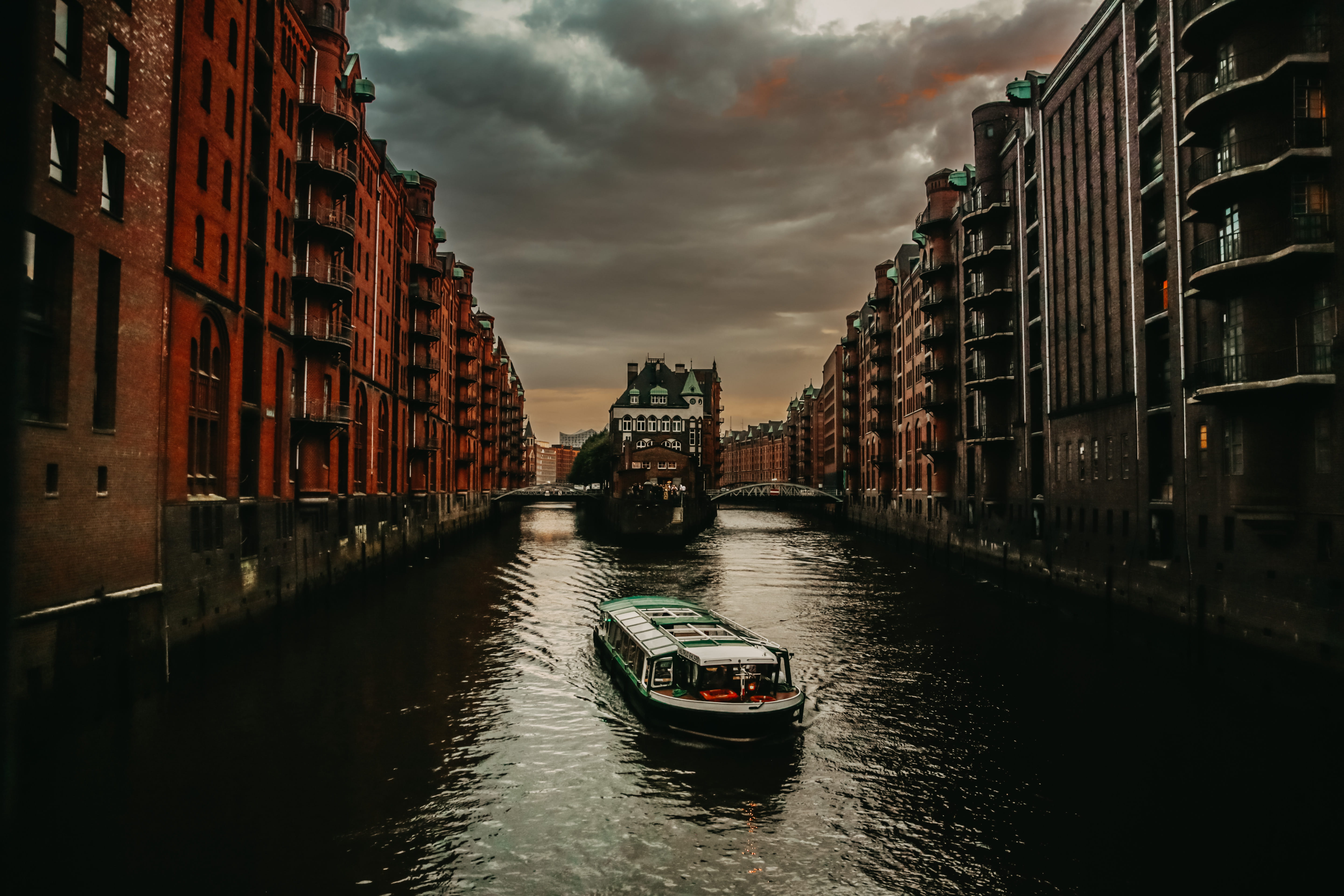 canal, vessel, passenger craft, harbor, nature, germany, body, travel, white, waterfront, port, housing, watercraft, speicherstadt, day, nautical vessel, HD Wallpaper