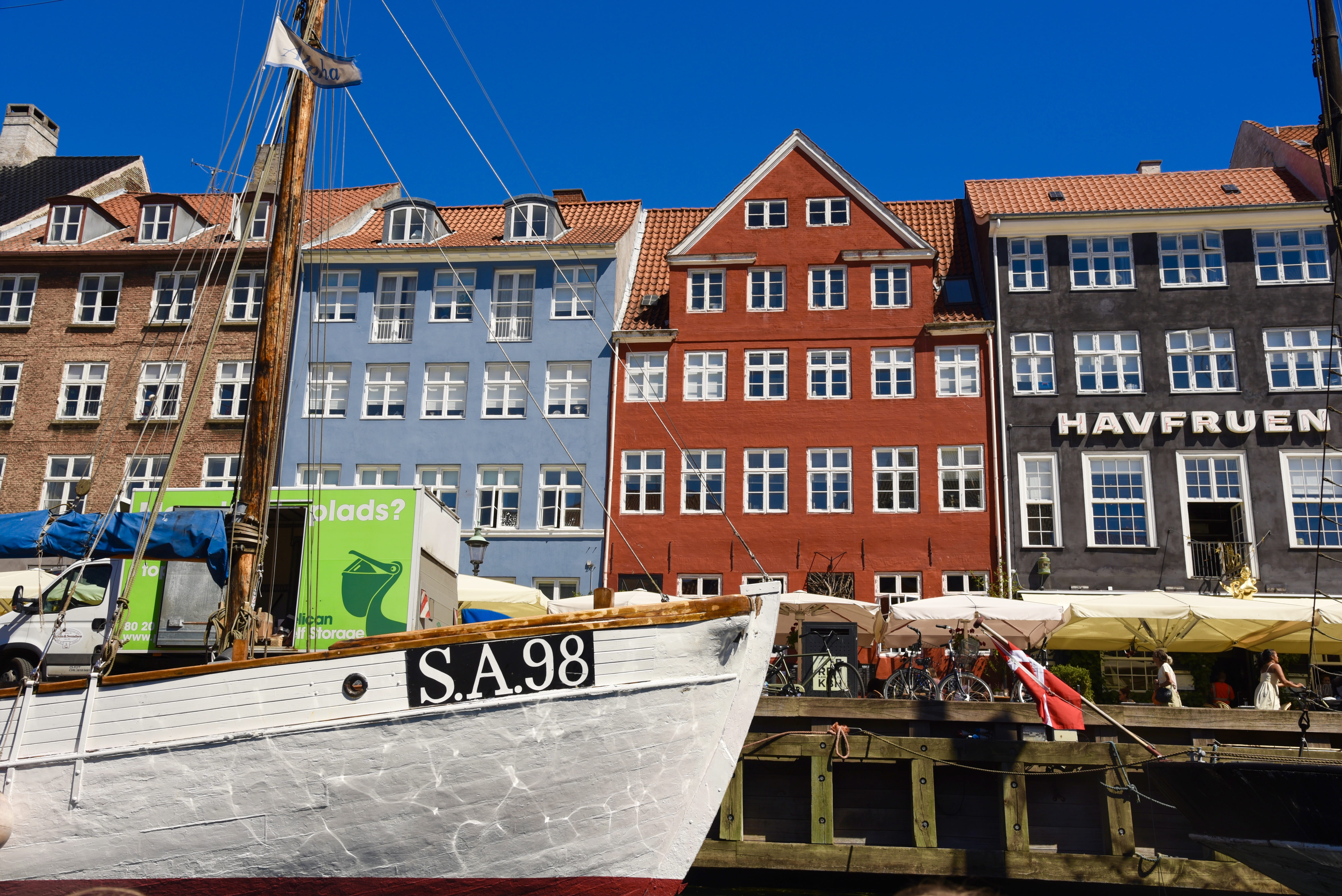 outdoors, watercraft, nautical vessel, blue, mode of transportation, dock, no people, row house, day, city, vehicle, water, urban, port, ferry, pier, 5K, HD Wallpaper