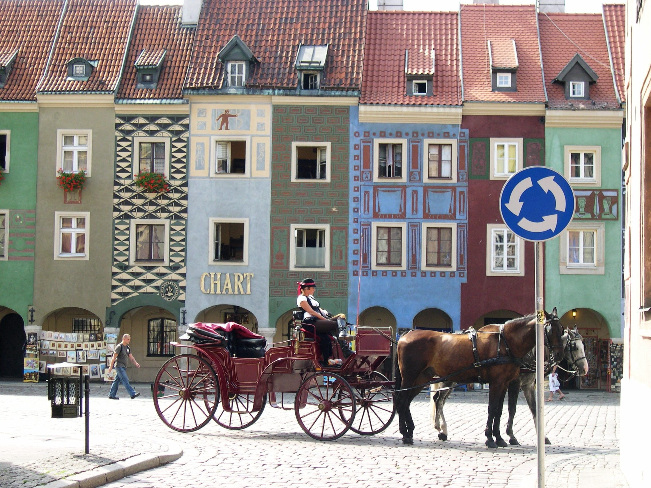 working animal, pets, animal themes, 1080P, poznan, buildigns, building exterior, horse, architecture, person, near, mode of transportation, livestock, HD Wallpaper