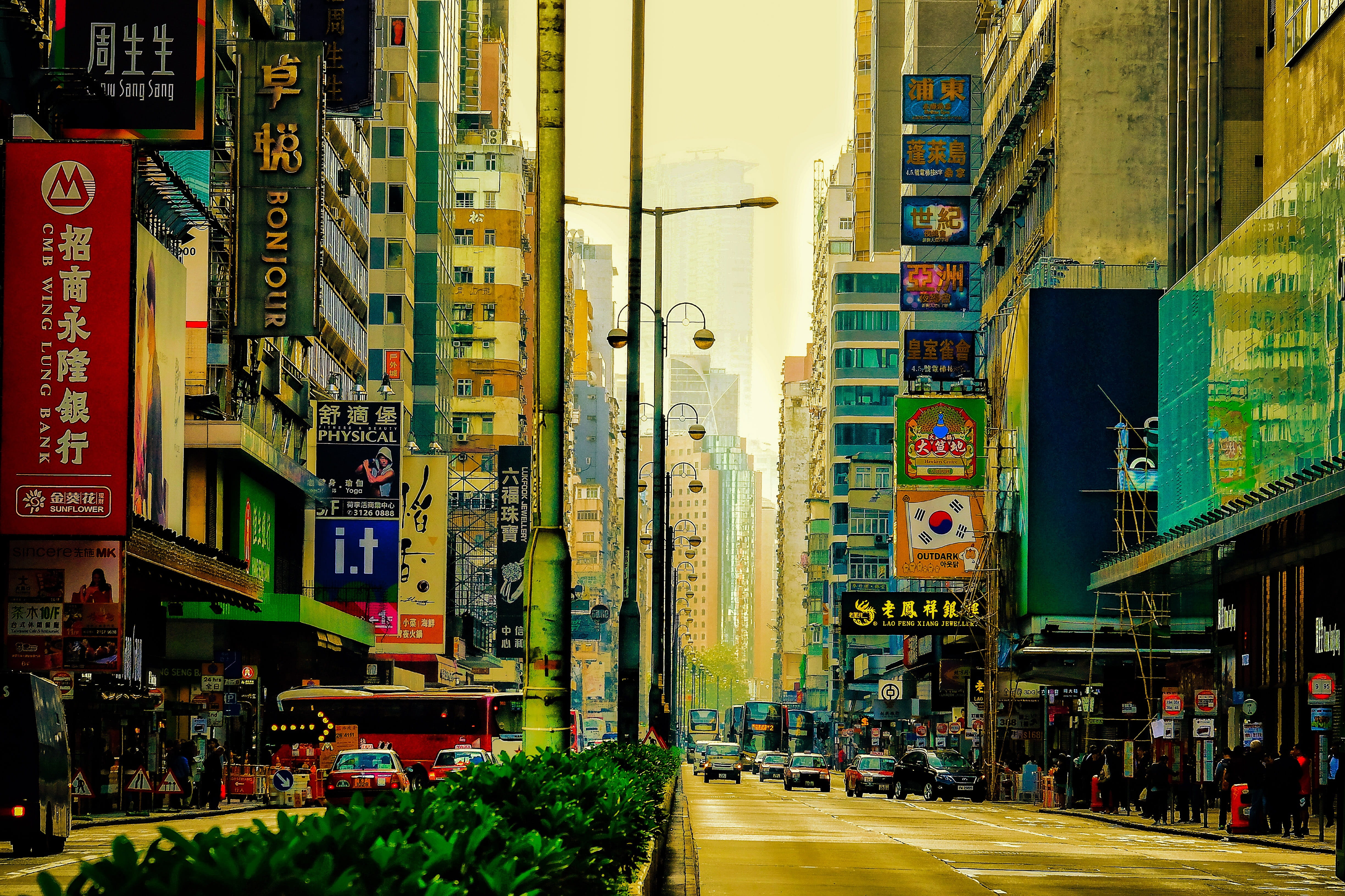 communication, city street, sign, land vehicle, mode of transportation, mong kok, residential district, building, hong kong, architecture, built structure, HD Wallpaper
