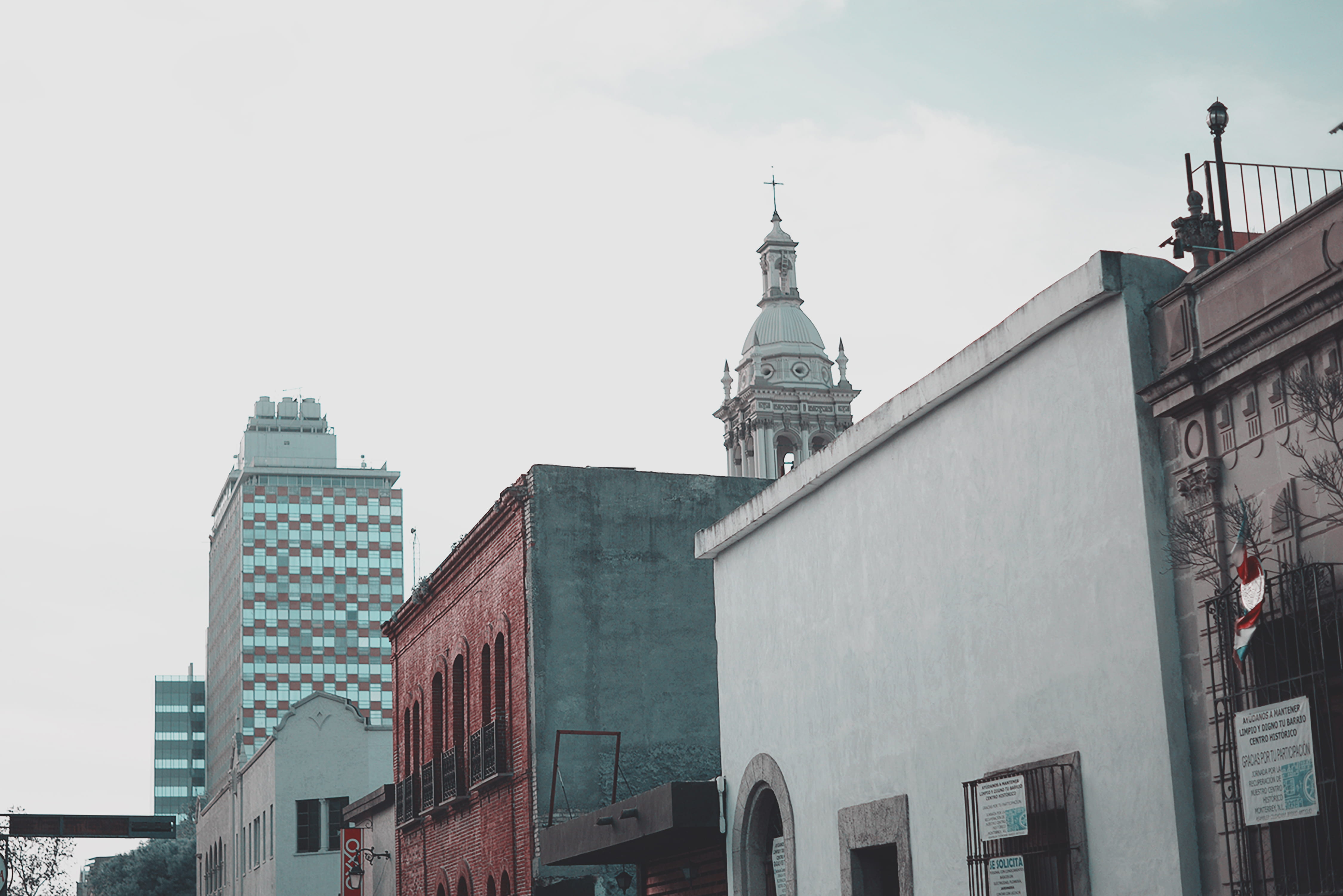 nature, religion, spire, building, no people, city, cyan, buidlings, travel, vintage, 4K, building exterior, travel destinations, outdoors, sky, 60s, chapel, HD Wallpaper