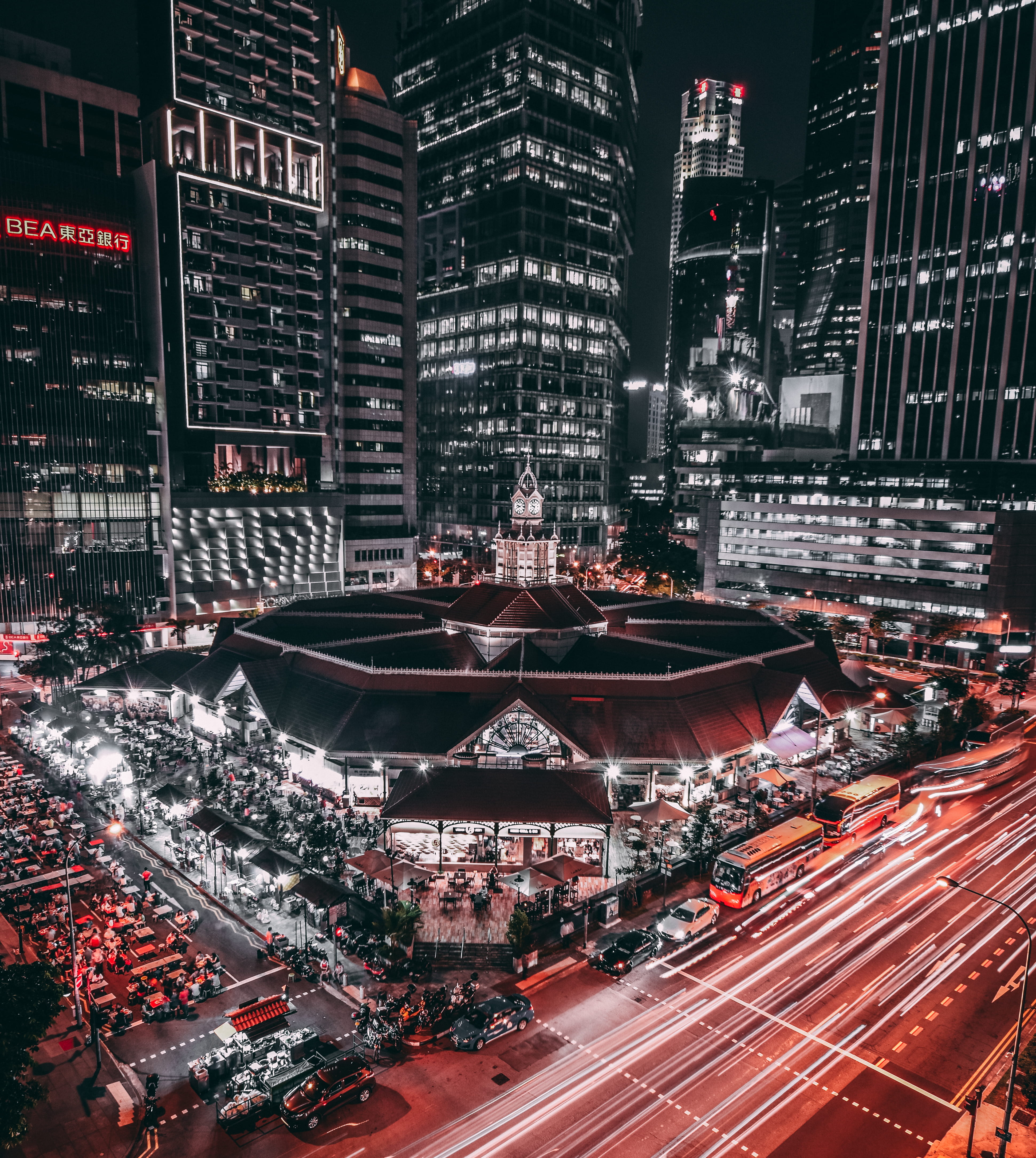 building, road, illuminated, night, modern, no people, aerial, mode of transportation, lighted, 4K, tone, long exposure, architecture, photography, city, Phone HD Wallpaper