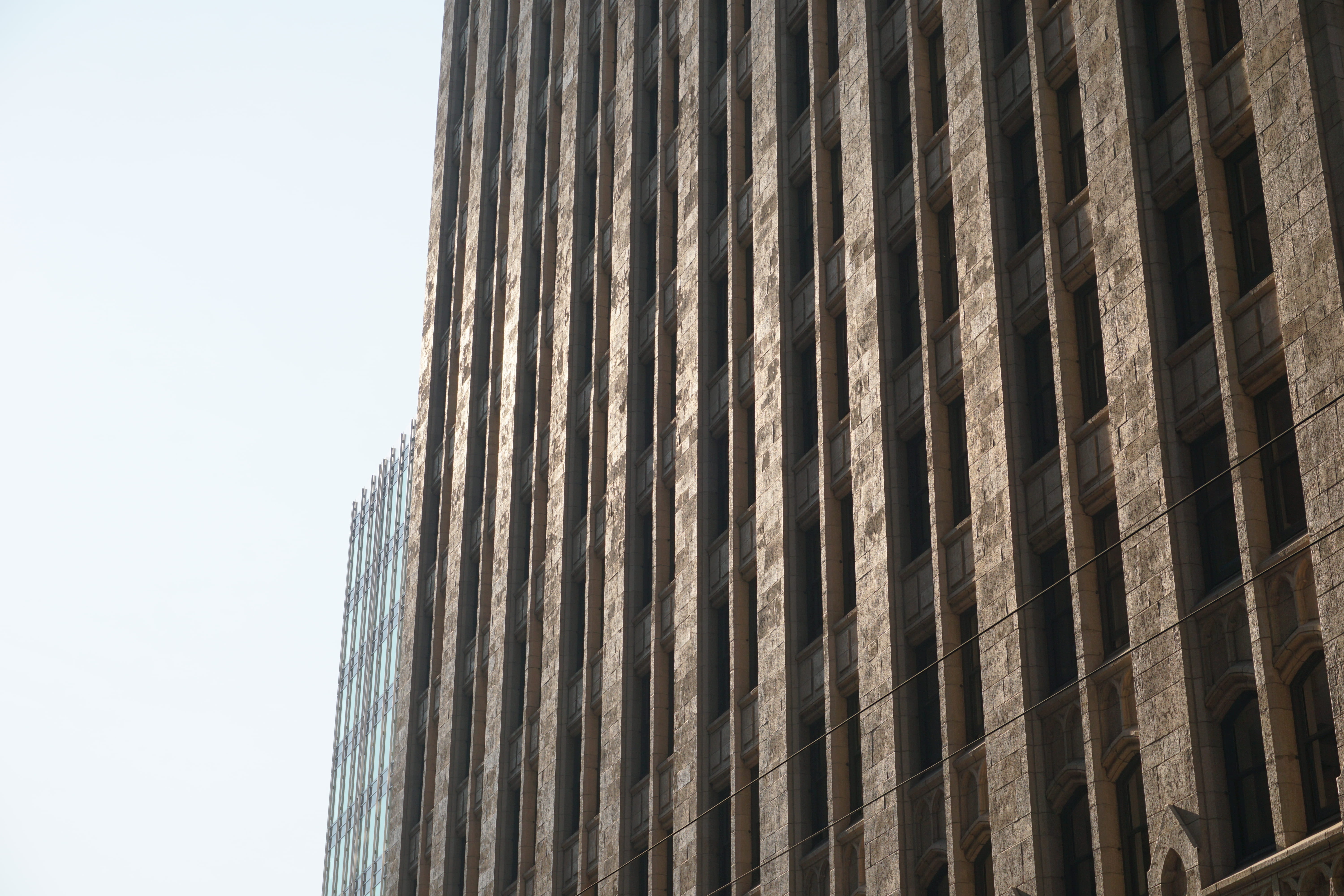 facade, hard, buidling, office building exterior, window, san francisco, architecture, financial, close-up, nature, no people, low angle view, modern, clear sky, HD Wallpaper