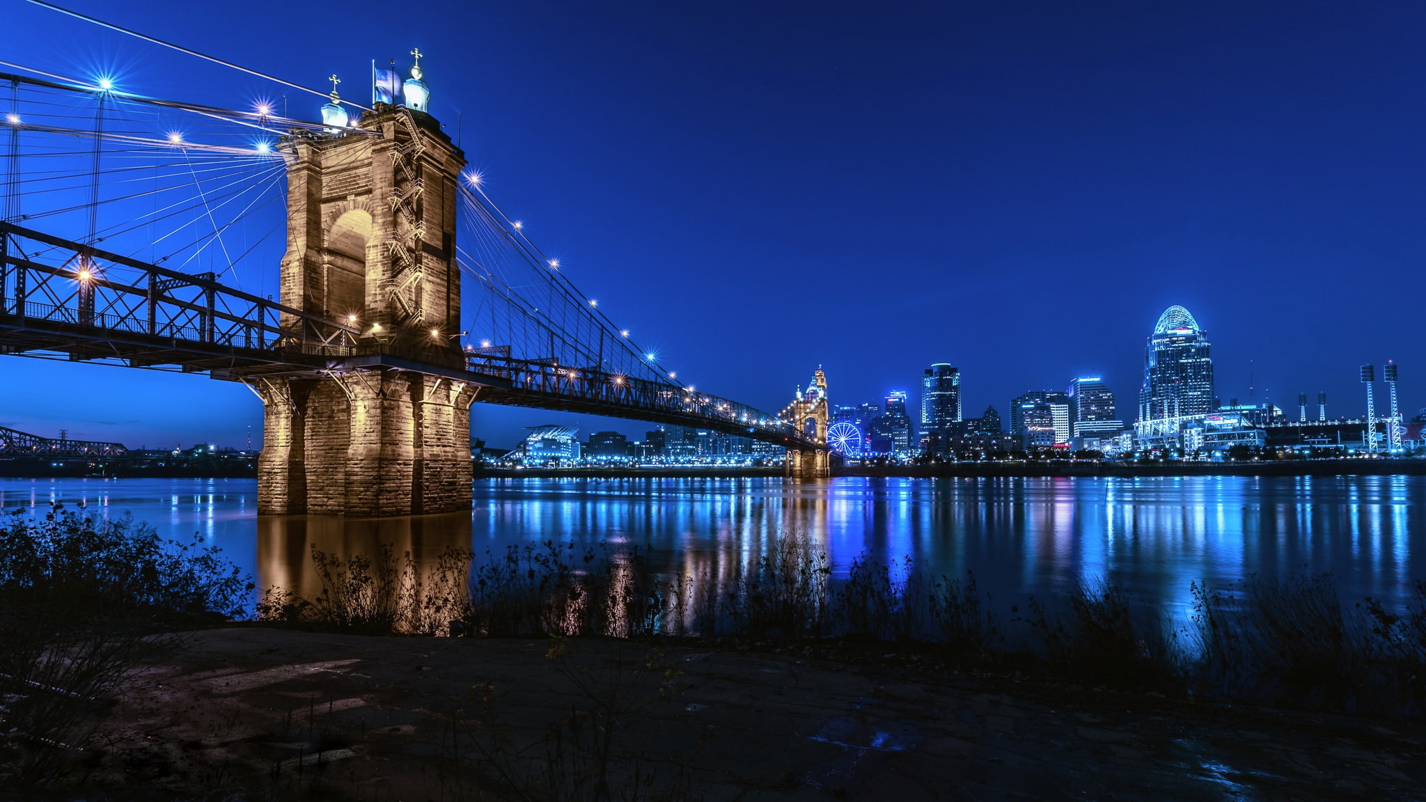 1080P, skyline, after sunset, Cincinnati, HD Wallpaper