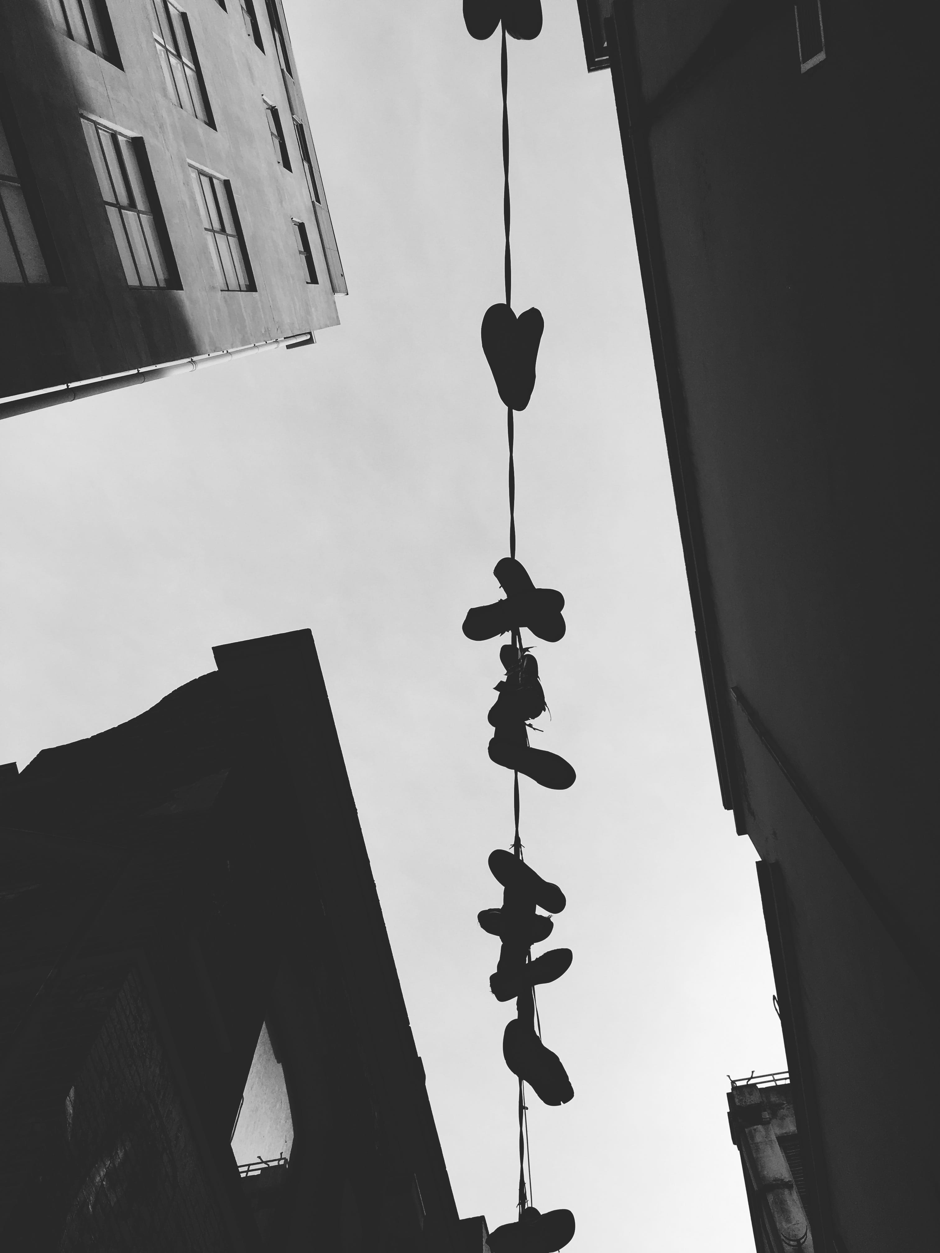 hung, spire, clear sky, lighting equipment, sky, large, silhouette, hanging, no people, built structure, clothesline, low angle view, decoration, buildings, Phone HD Wallpaper