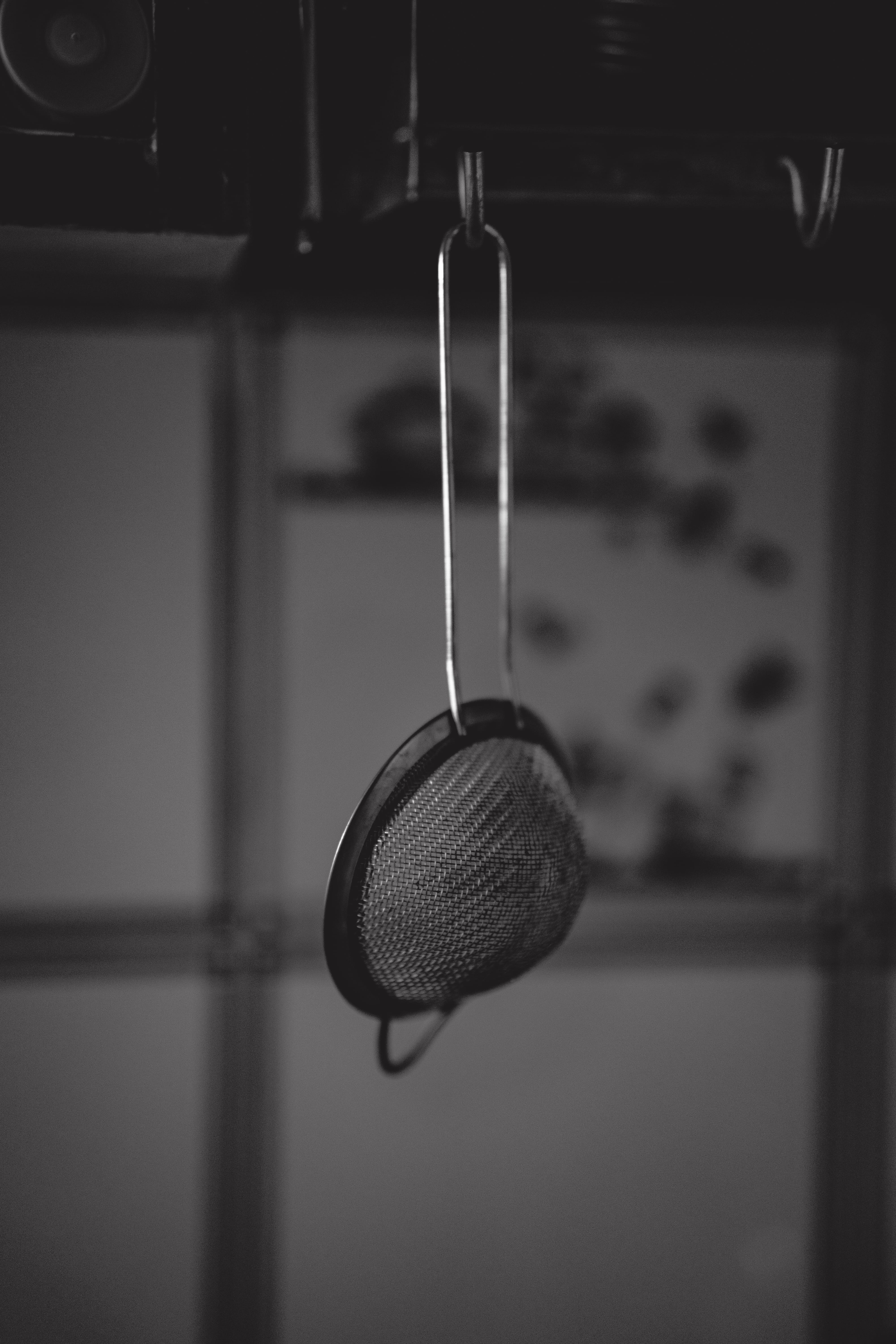 fire screen, no people, black and white, photography, fine art, headset, 5K, indoor, domestic kitchen, hanging, home, screen, arts culture and entertainment, Phone HD Wallpaper
