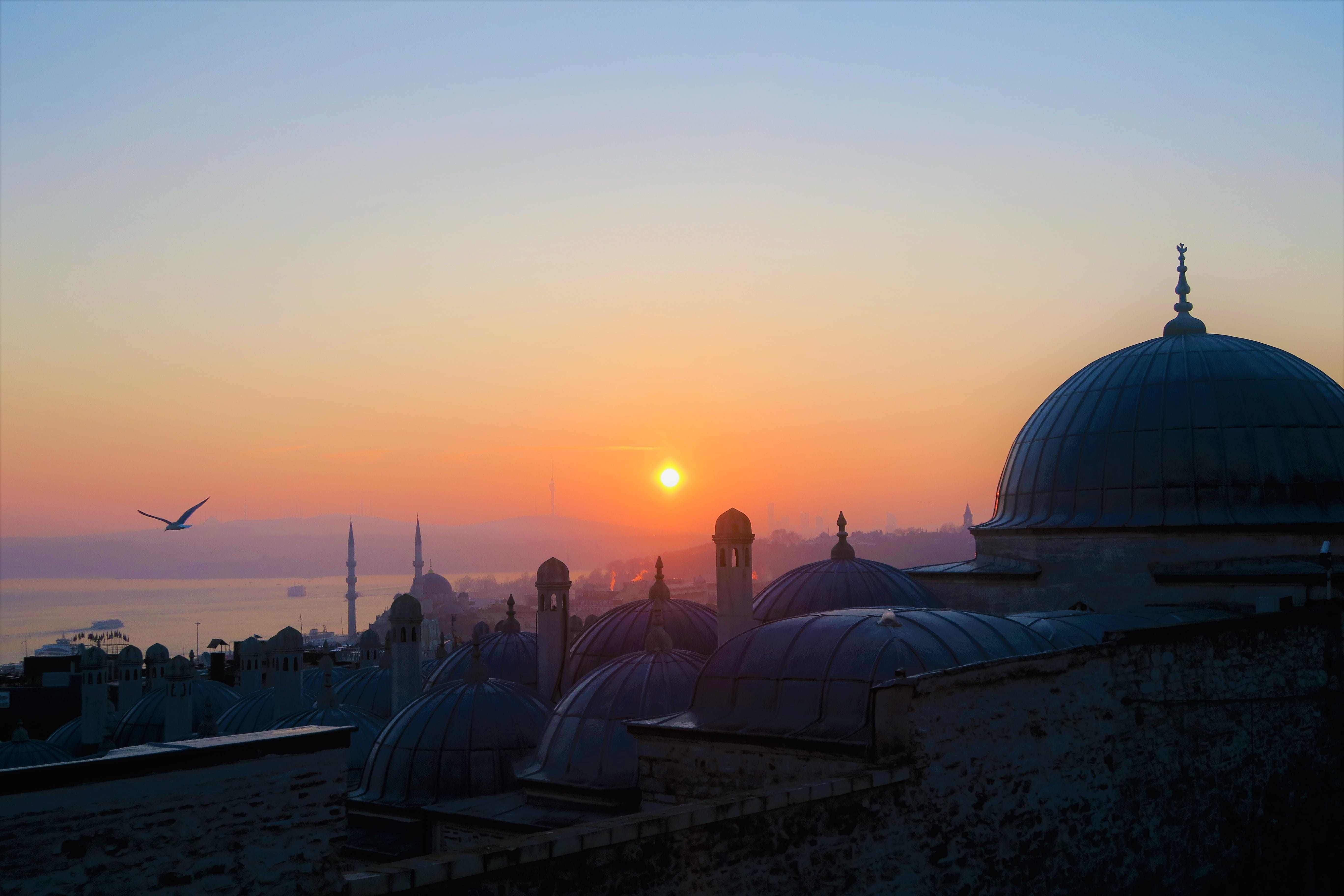 place of worship, minaret, istanbul, islam, landscape, the minarets, cami, outdoors, morning, tourism, turkey, city, architecture, sky, dome, belief, built structure, HD Wallpaper
