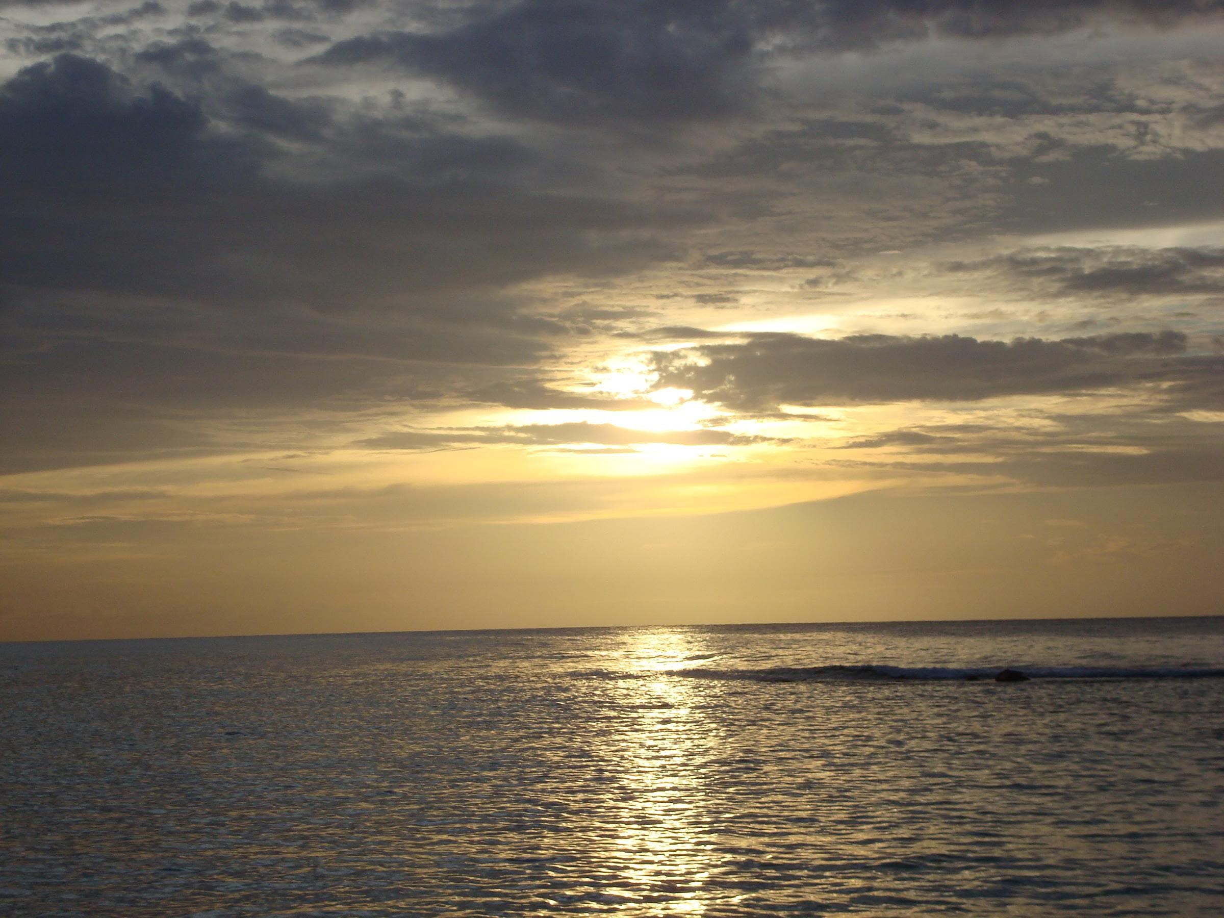 seascape, sky, sunny, clouds, orange color, ocean, caribbean, travel, coast, paradise, no people, beach, horizon over water, beautiful, holiday, idyllic, HD Wallpaper