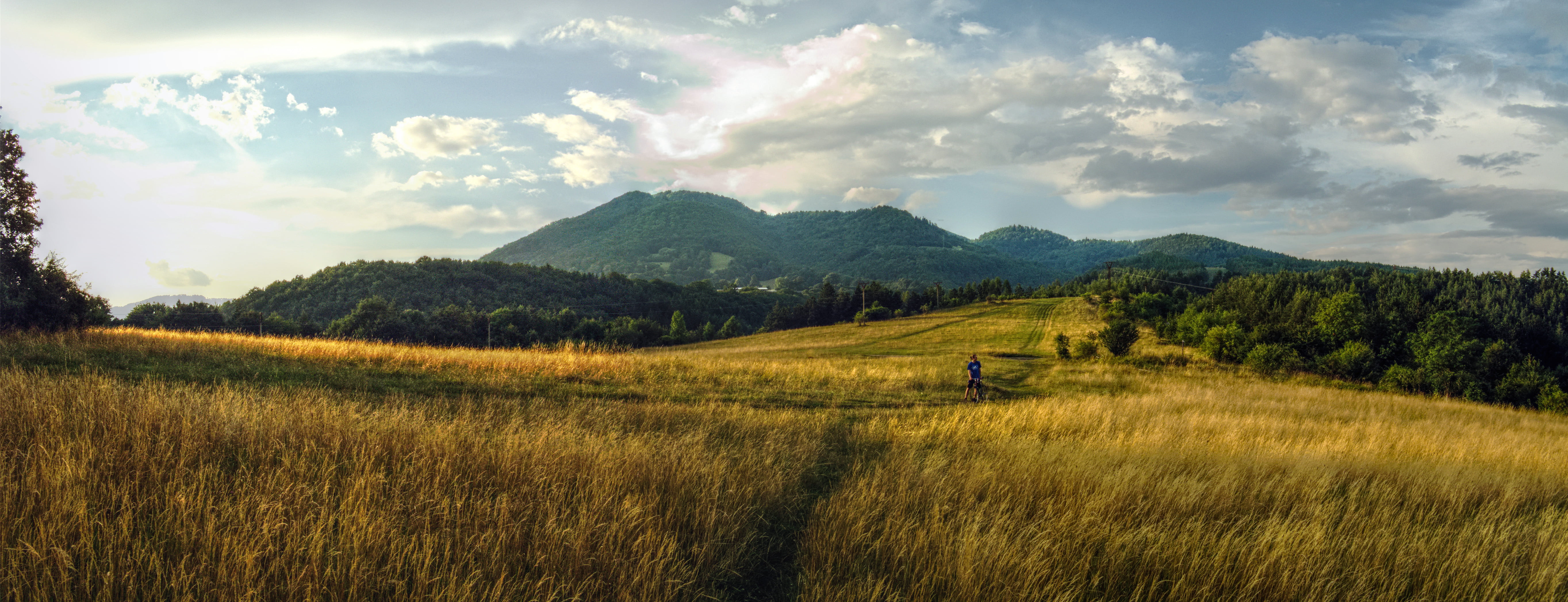 day, panorama, mountains, grass, green  blue, hill, rural Scene, tree, grass land, grass  yellow, mountain, 5K, banská  bystrica, summer, hadr, nature, HD Wallpaper