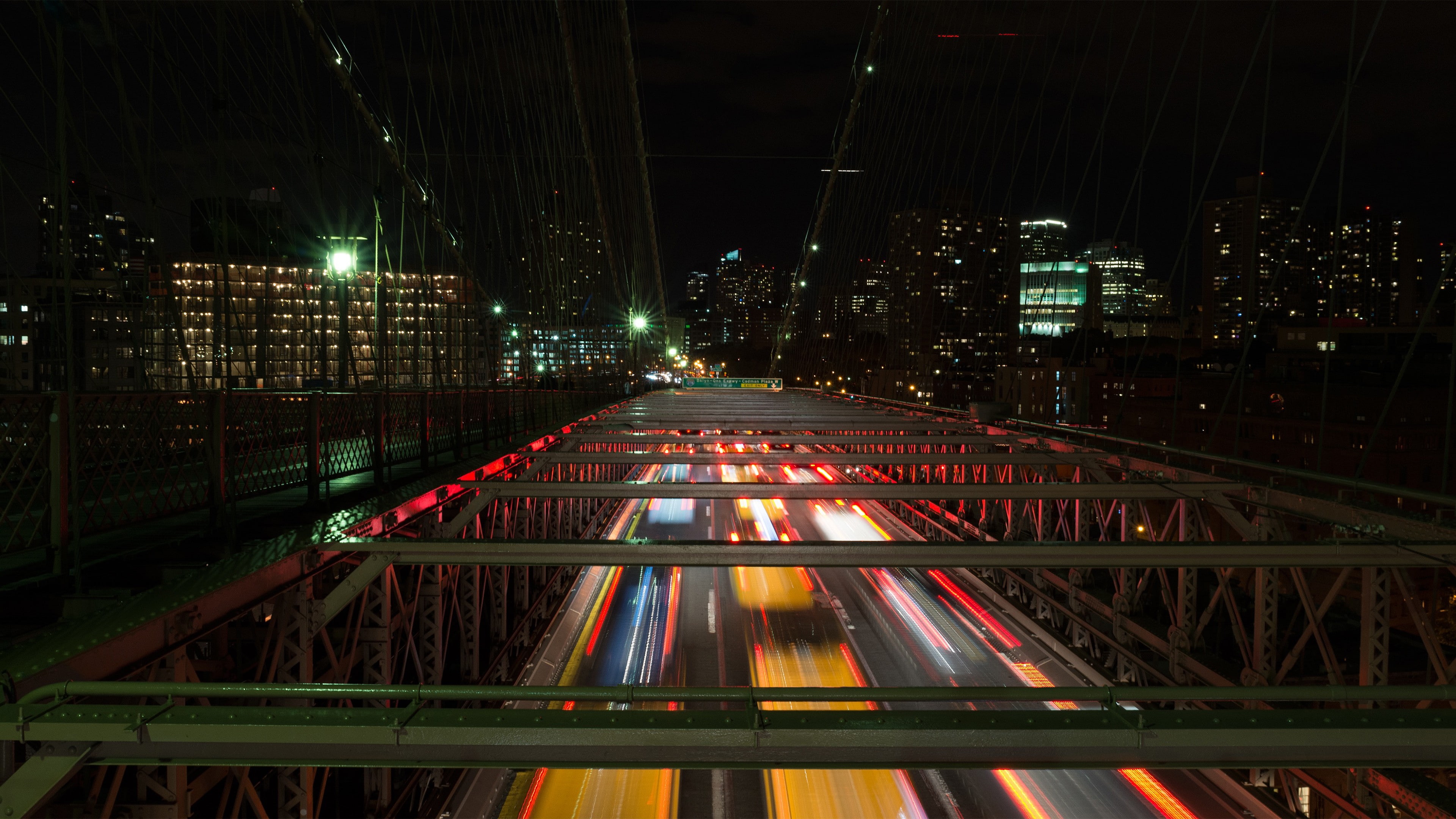 light trail, taxi, cityscape, city life, long exposure, skyscraper, no people, architecture, glowing, office building exterior, illuminated, speed, bridge - man made structure, HD Wallpaper