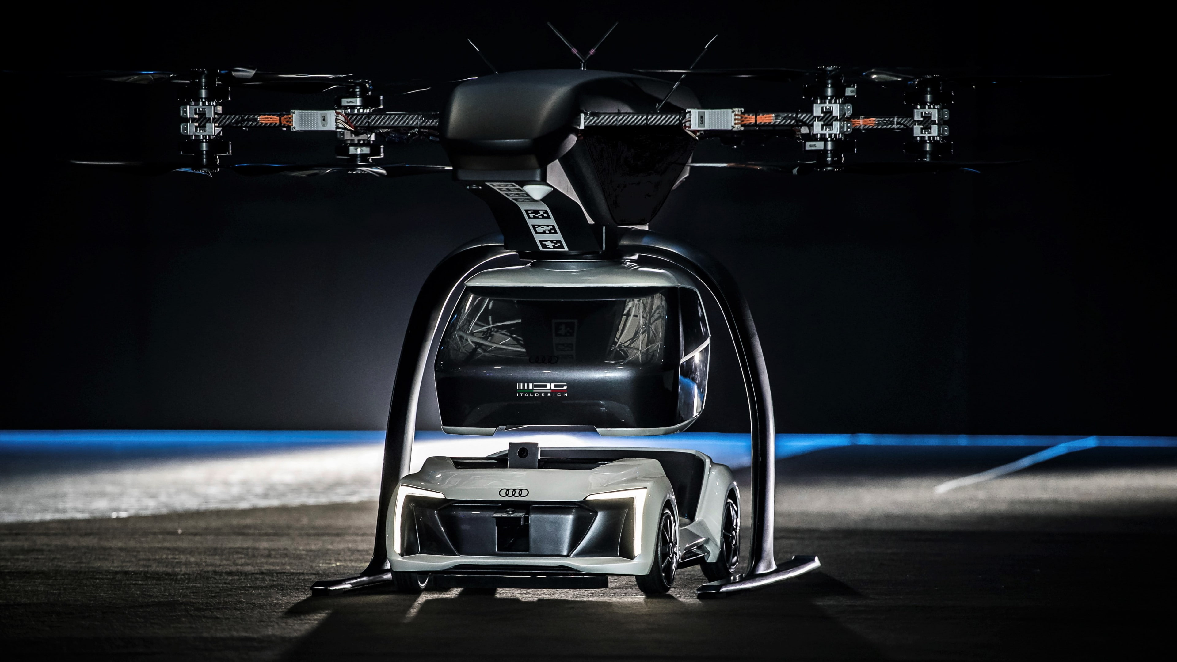 4K, 4K, flying taxi, Audi Italdesign Pop.Up Next, HD Wallpaper
