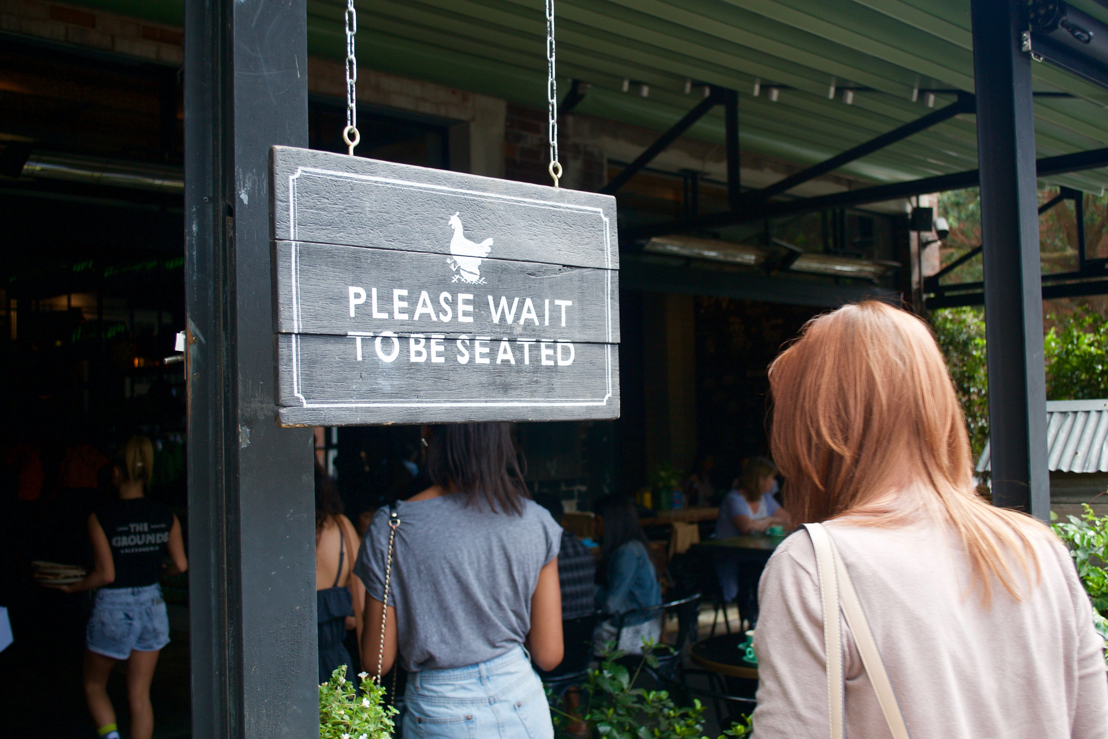 young adult, restaurant, communication, leisure activity, queue, waiting line, female, real people, hairstyle, text, standing, western script, lifestyles, HD Wallpaper