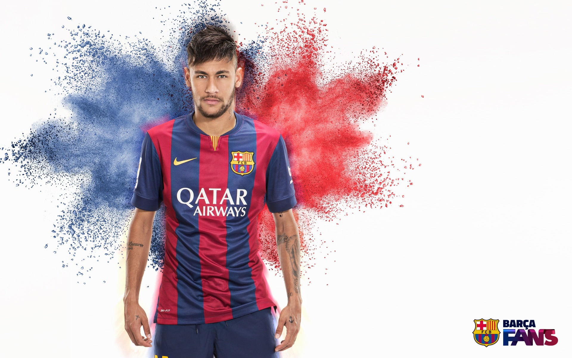 nike, young men, fc, front view, neymar, 1080P, jersey, hd, real people, confidence, text, portrait, qatar, blue, leisure activity, barcelona, HD Wallpaper