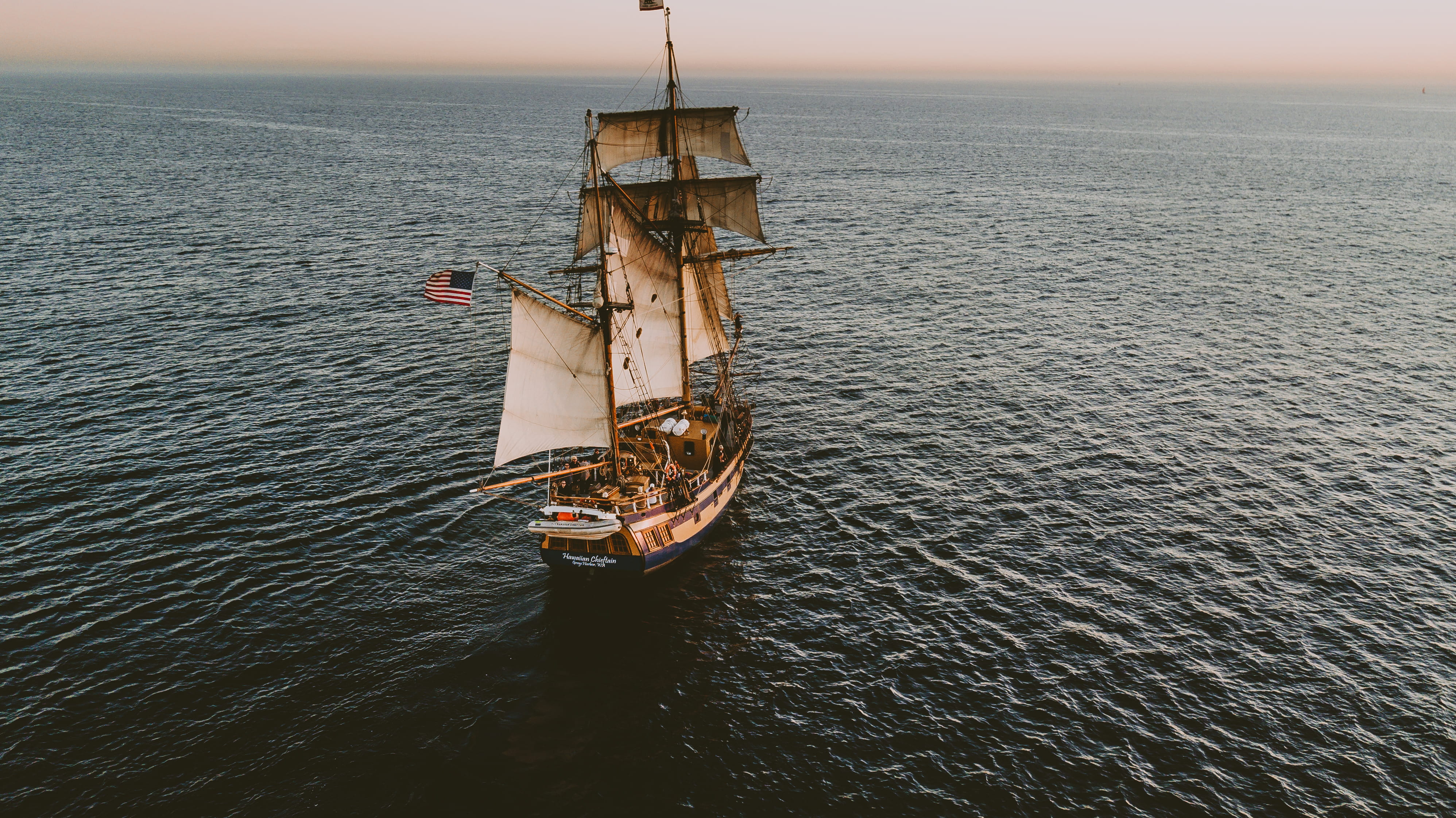 nature, waterfront, nautical vessel, white, transportation, explore, beach, outdoors, american flag, day, voyage, sky, no people, high angle view, flag, HD Wallpaper