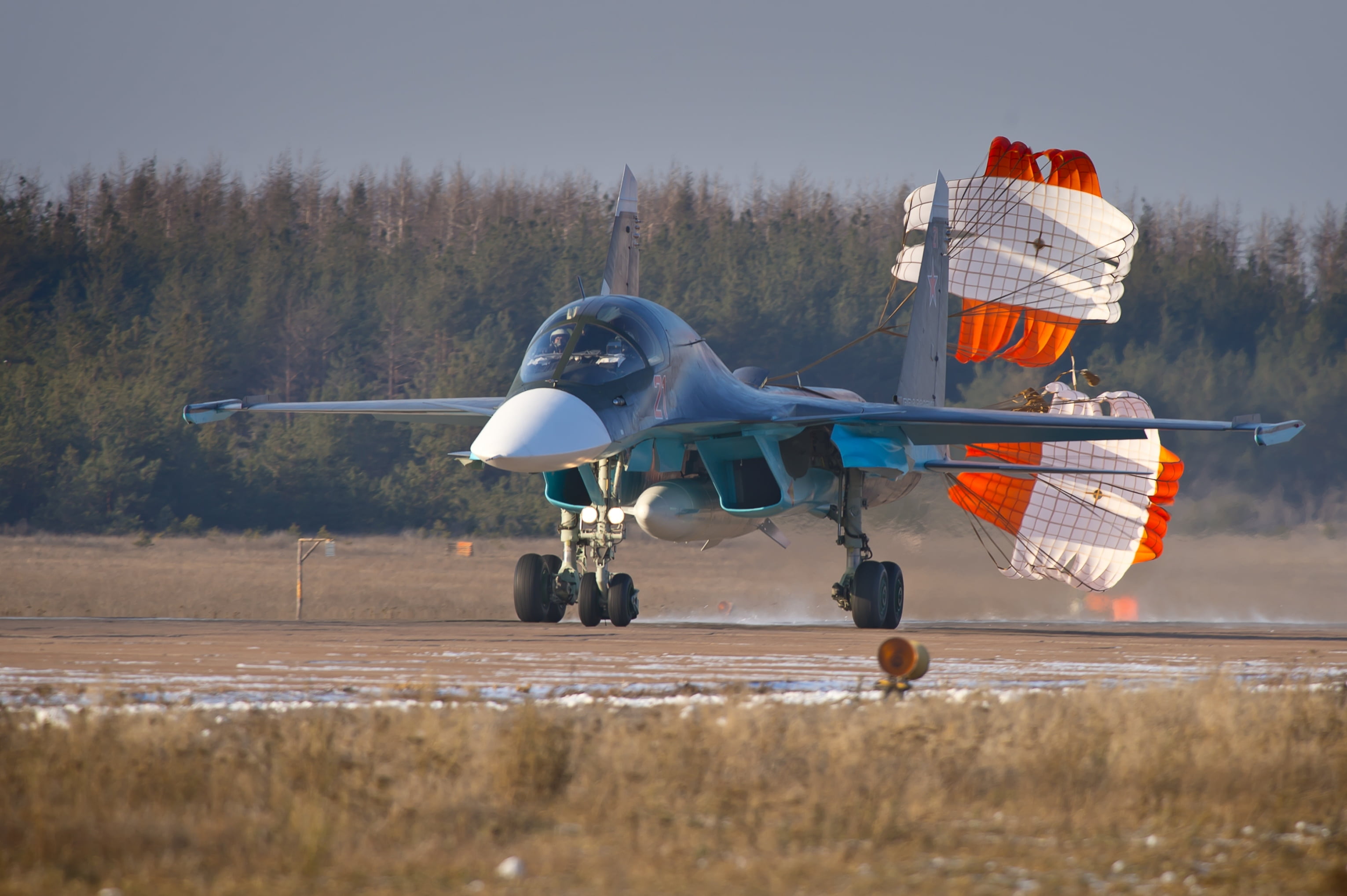 air force, army, Su 34, from Novosibirsk, side view, gray, airplane, g Voronezh, nature, plane, mode of transportation, arrival at the airbase, propeller, HD Wallpaper