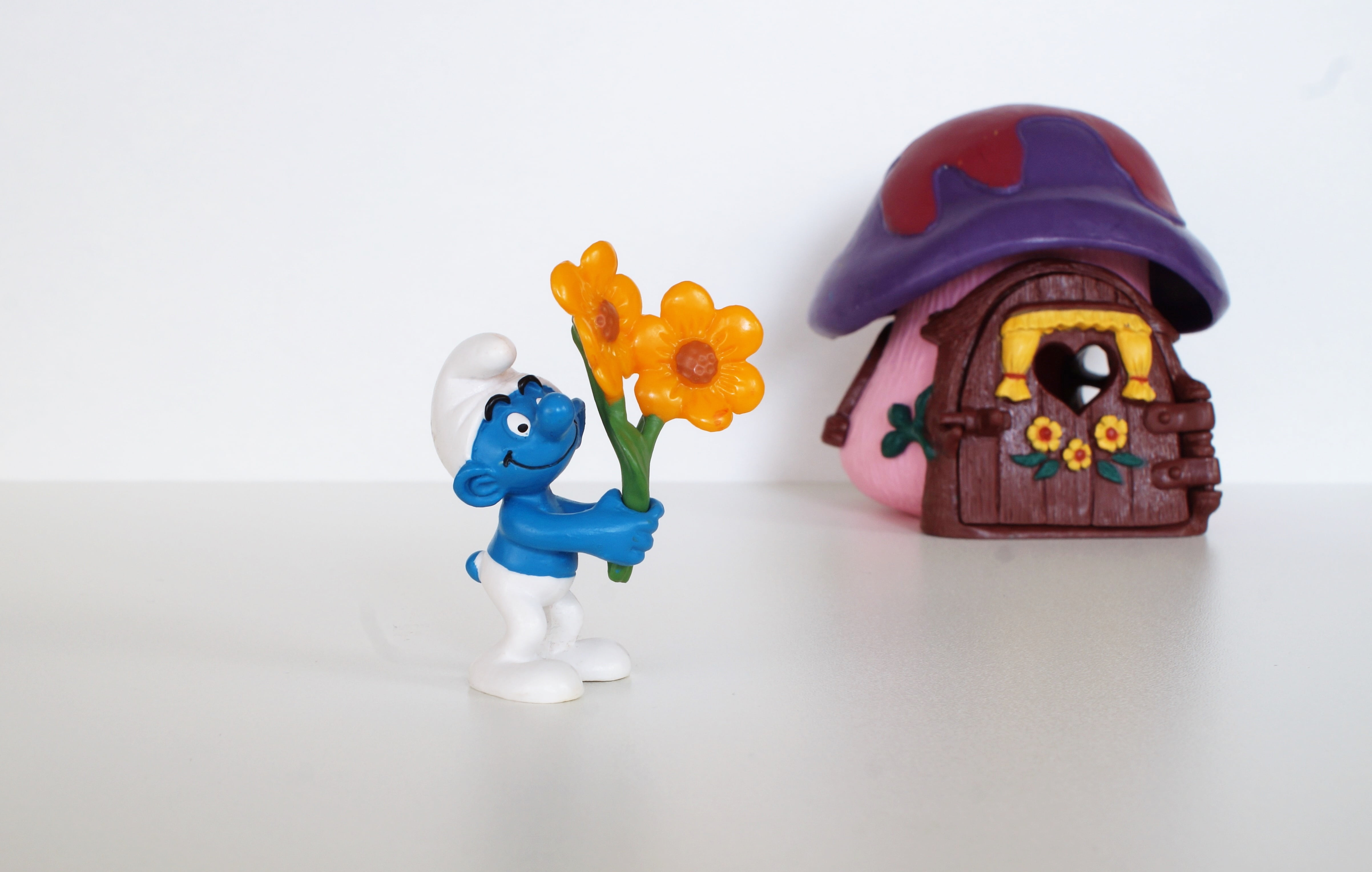 human representation, smurfs, decoration, representation, indoors, futuristic, day, fun, studio shot, figurine, bloom, robot, figure, blossom, close-up, HD Wallpaper