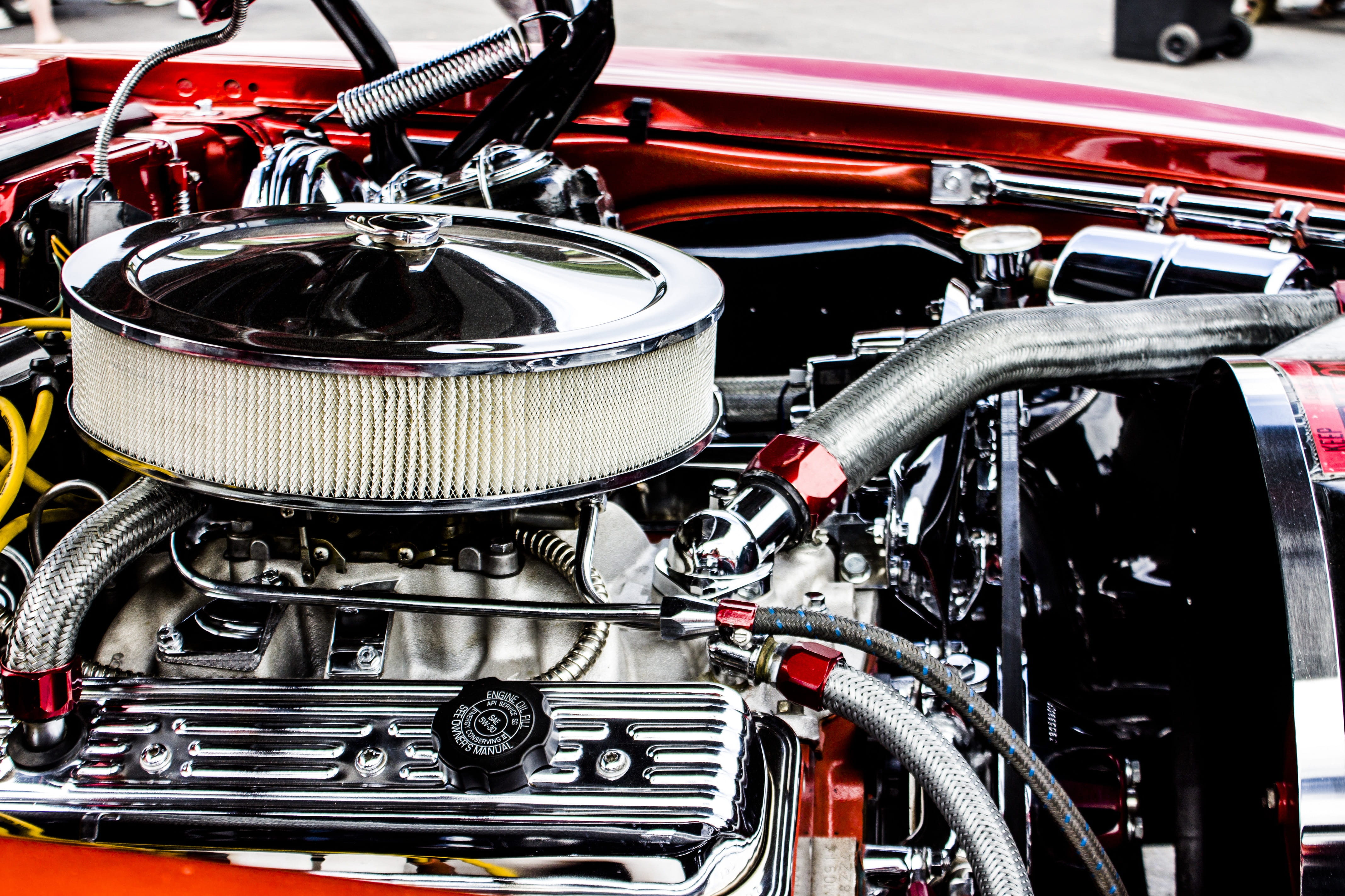 transportation, chrome, bicycle, day, nostalgia, presentation, stationary, red, no people, retro styled, close-up, exhibition, auto, vintage car exhibition, HD Wallpaper