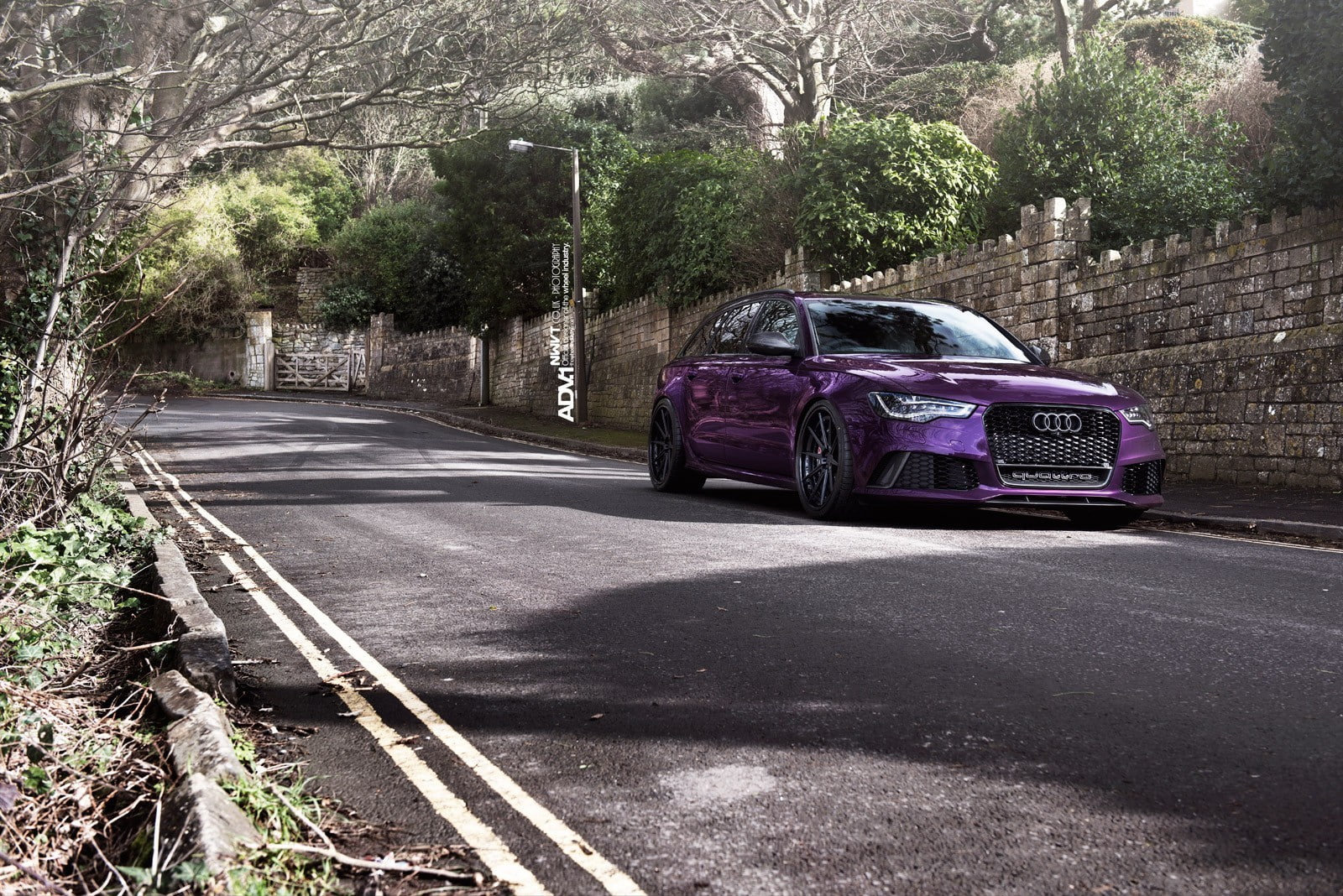 road, architecture, the way forward, city, nature, direction, street, plant, mode of transportation, built structure, 720P, day, audi rs6 audi rs4 avant purple adv1 adv_1 wheels quattro audi quattro vehicle, HD Wallpaper