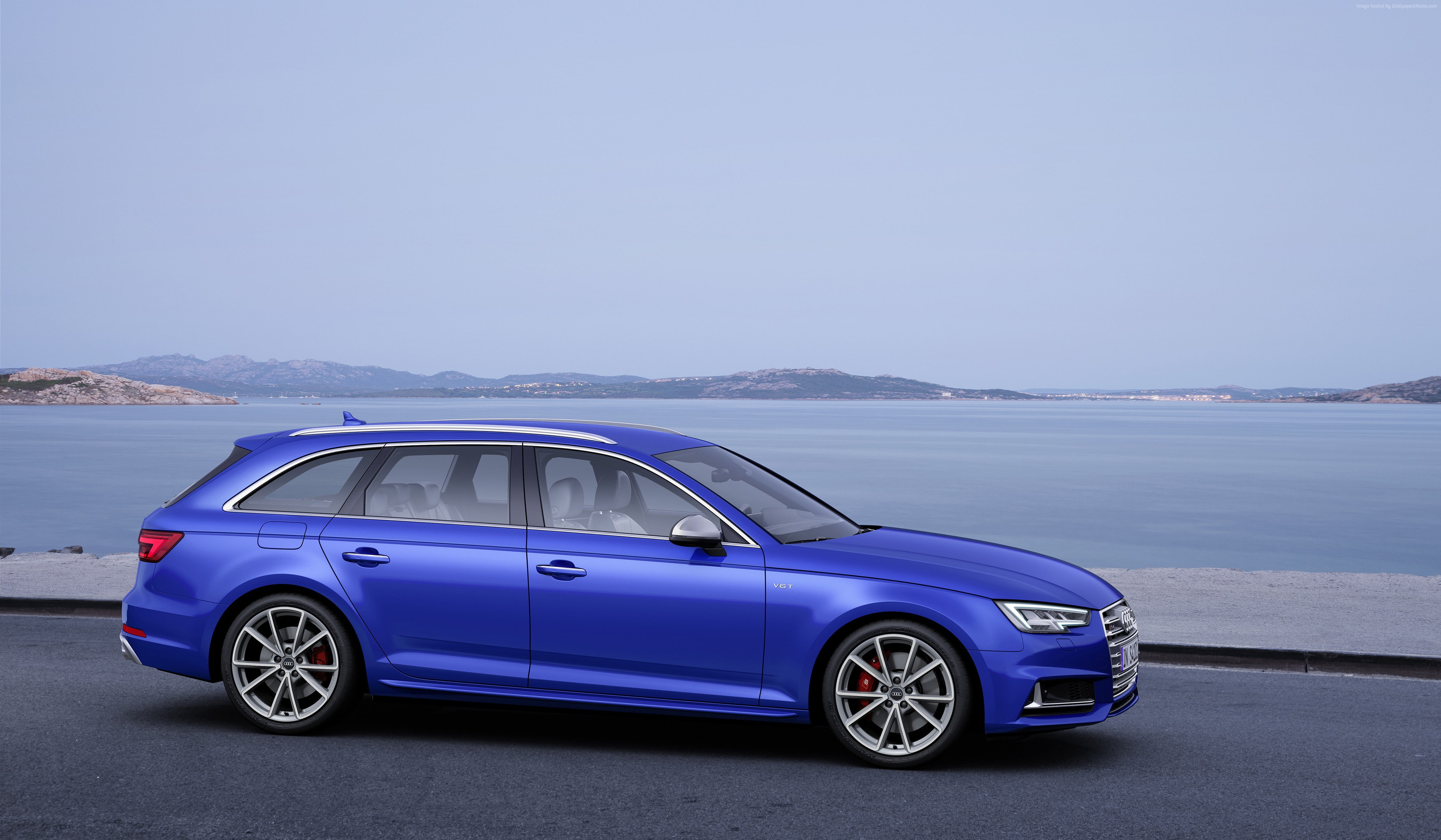motion, sedan, mode of transportation, retro styled, mountain, copy space, travel, sky, 4K, nature, land vehicle, Audi S4 Avant (B9), transportation, day, HD Wallpaper