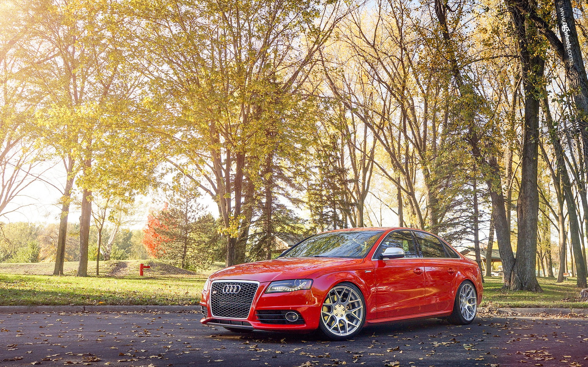 s, 1080P, Audi, s4, Red, park, HD Wallpaper