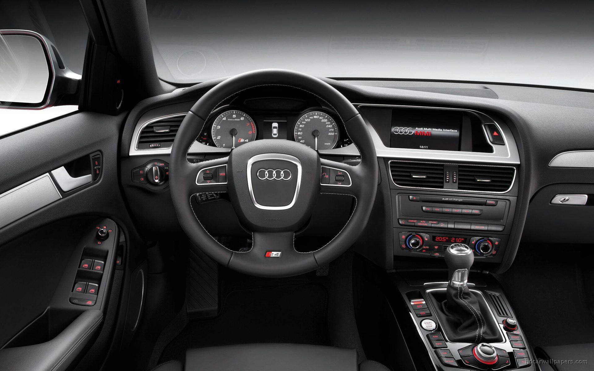 audi, s, 2009, car, 1080P, black, dashboard, cars, interior, HD Wallpaper