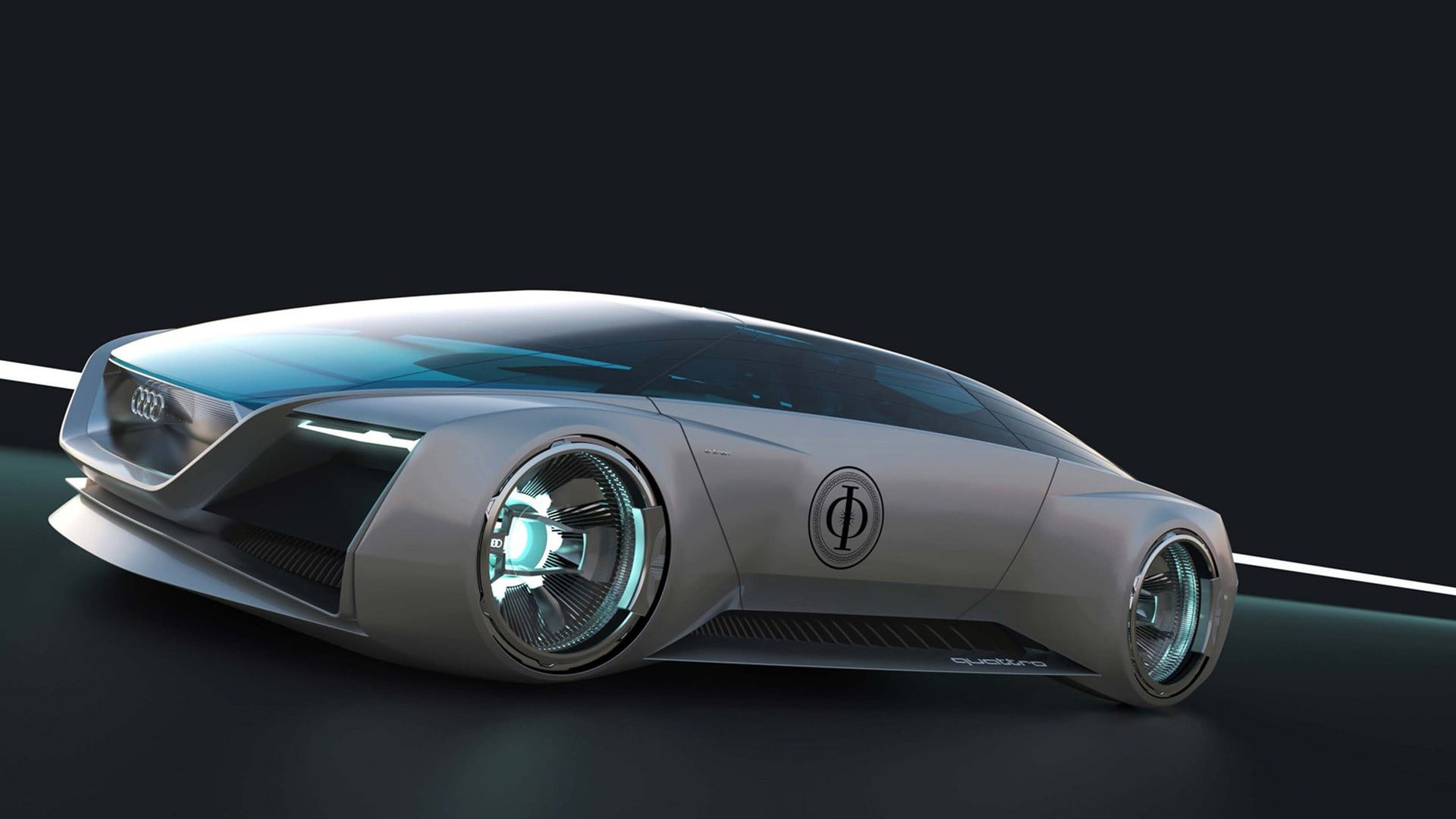 clean, wealth, 1080P, metal, futuristic, motor vehicle, sports, gray, land vehicle, vehicle, chrome, silver - metal, sports car, modern, studio shot, Audi, HD Wallpaper