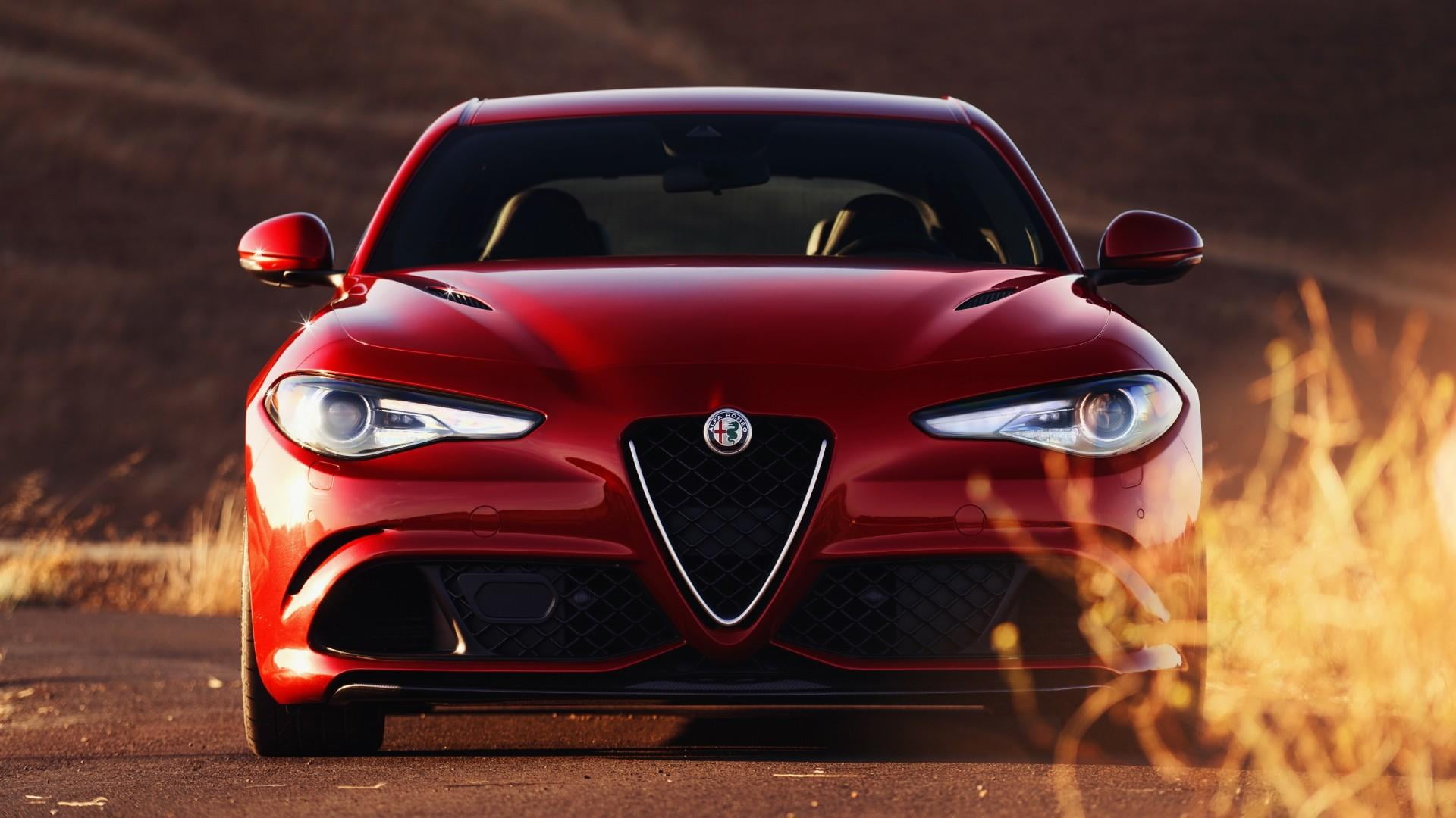 alfa, retro styled, red, 1080P, stationary, luxury, rear wheel drive, no people, performance, sports car, giulia, alfa giulia, sport sedan, mode of transportation, HD Wallpaper