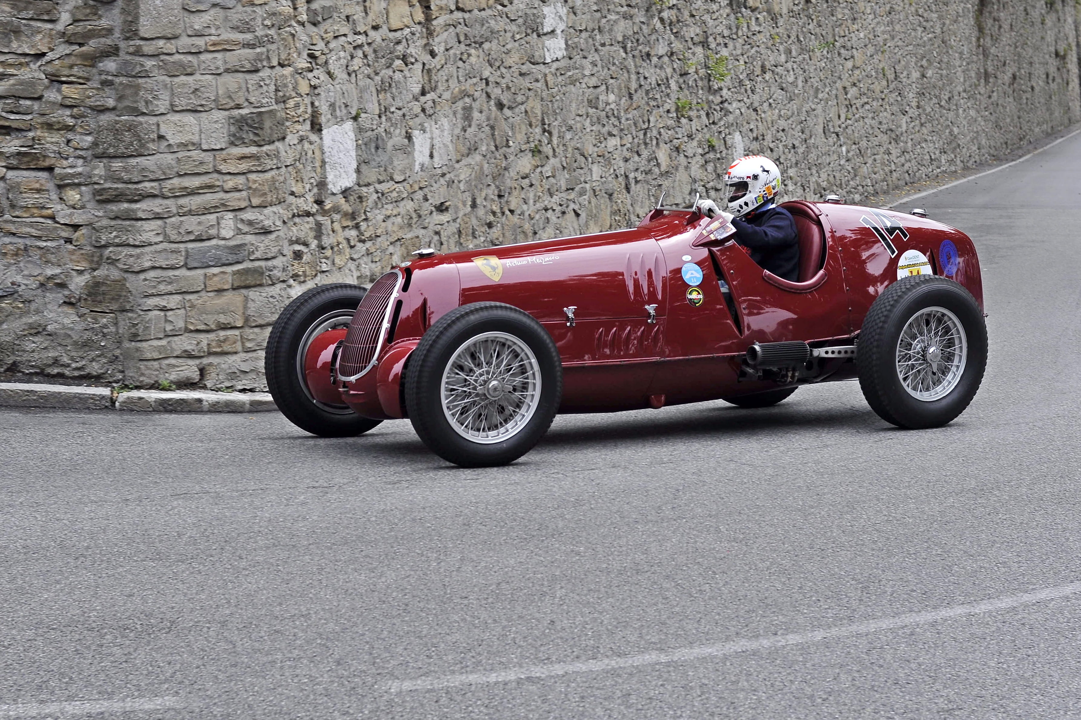 man, land Vehicle, vintage, sports Car, street, red, trial, motor vehicle, historic, old, speed, wheel, classic, wall - building feature, Classic, one person, HD Wallpaper