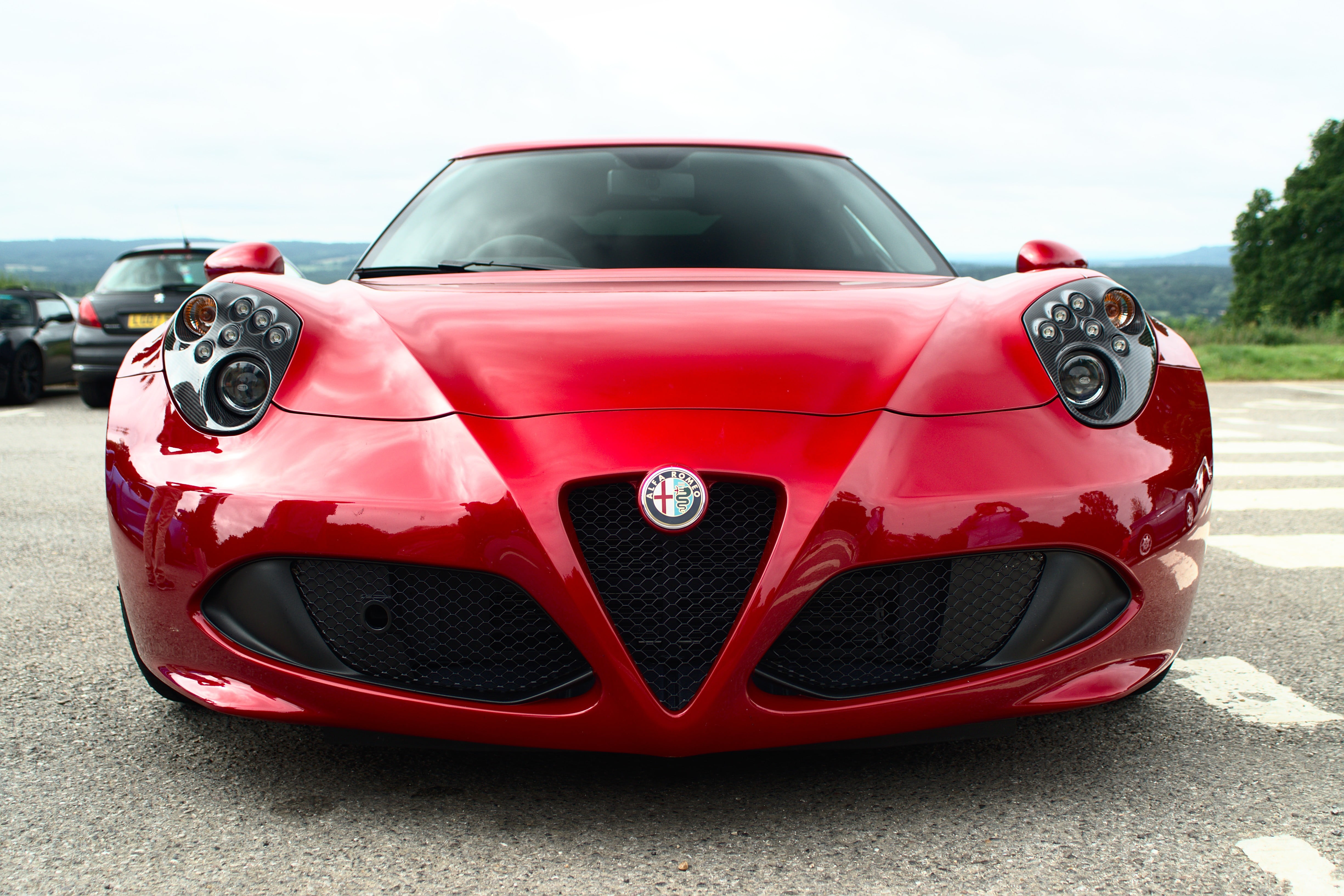 design, 4K, alfa romeo, reflection, retro styled, racecar, wheel, sports Car, coupe, day, nature, luxury, stationary, outdoors, alfa, convertible, power, HD Wallpaper