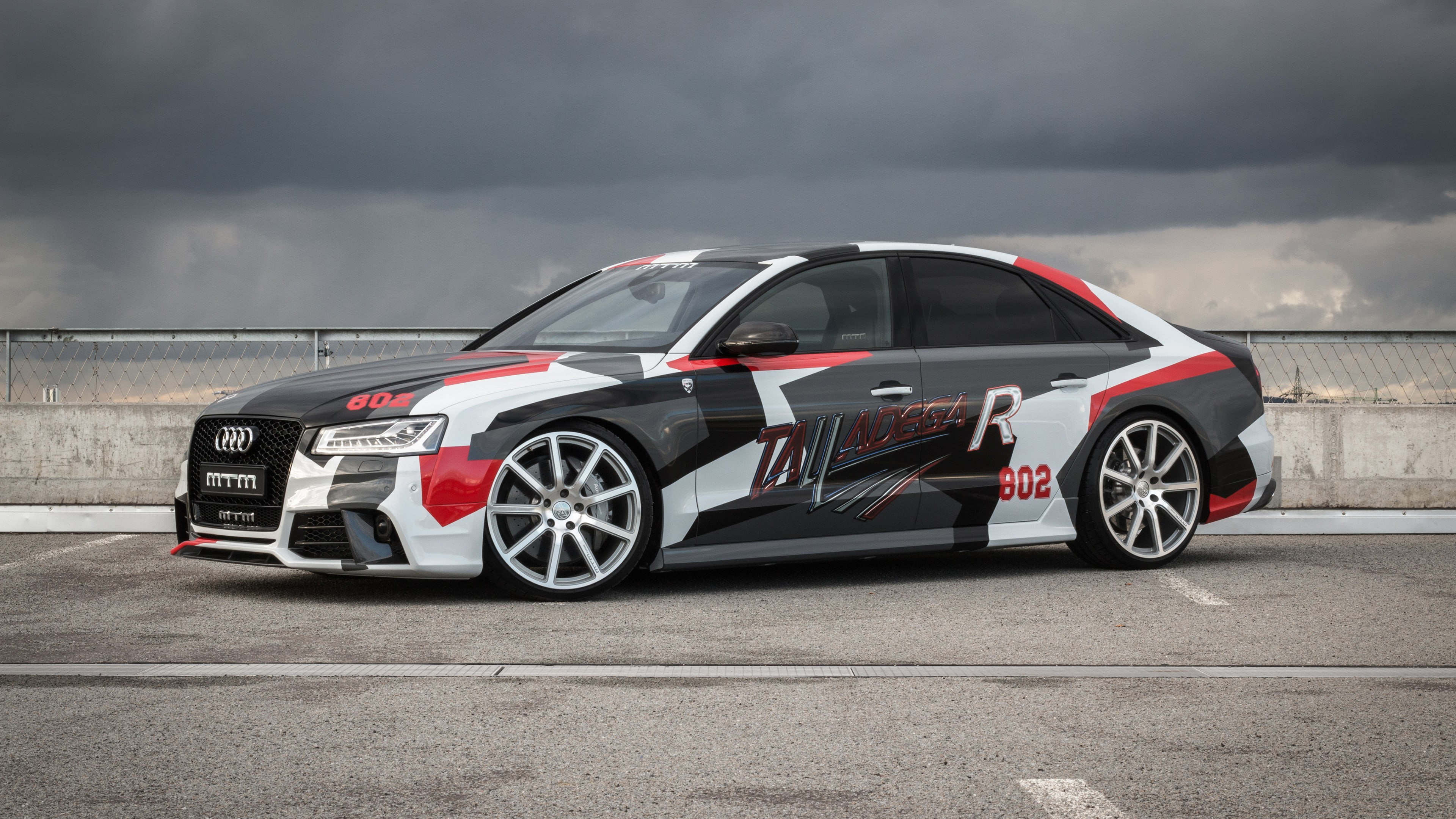 road, top, 4K, series, black, gray, MTM Audi S8 Talladega R, sport car, audi, sedan, red, white, Geneva Auto Show 2016, HD Wallpaper