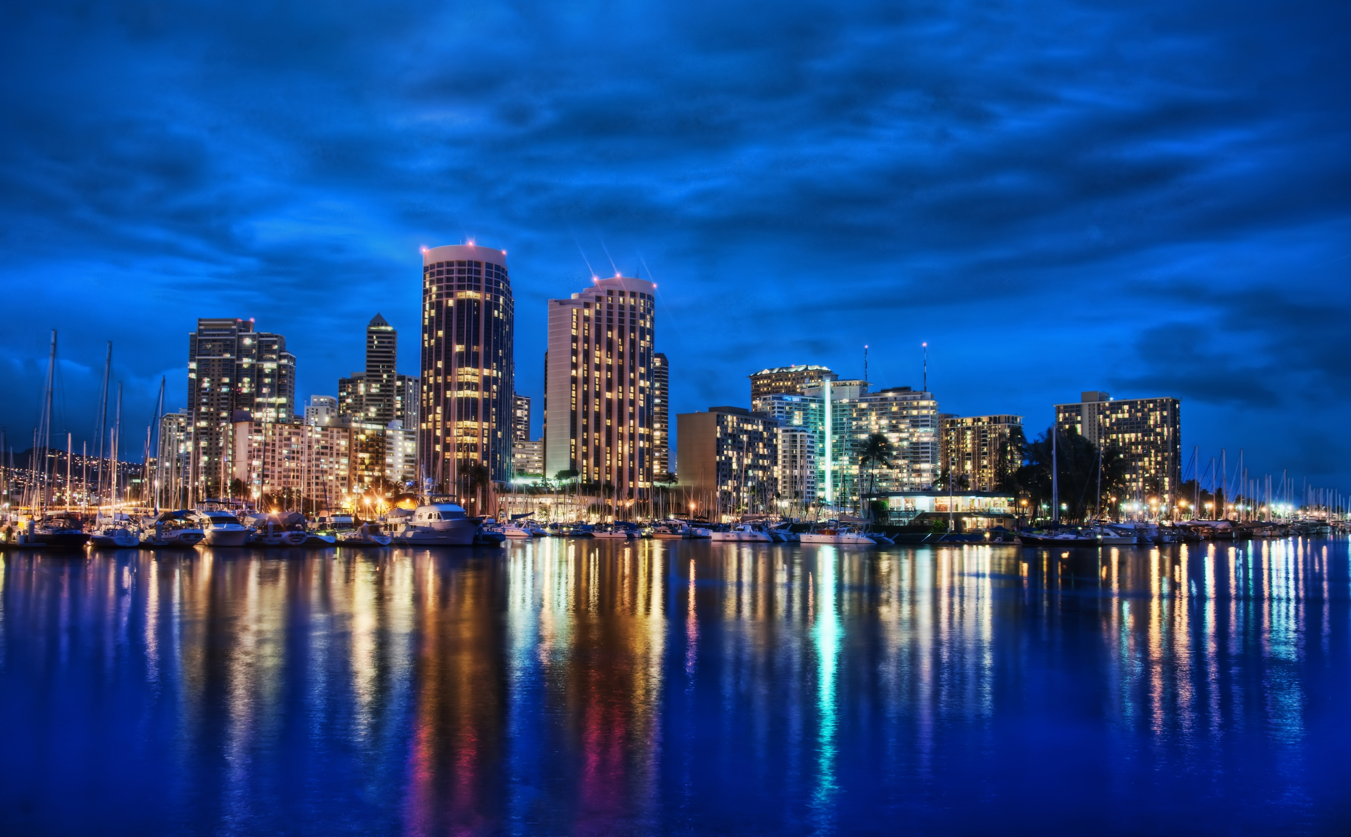 Clouds, residential district, cloud - sky, building, financial district, dusk, illuminated, office building exterior, Ocean, Skyline, no people, built structure, HD Wallpaper