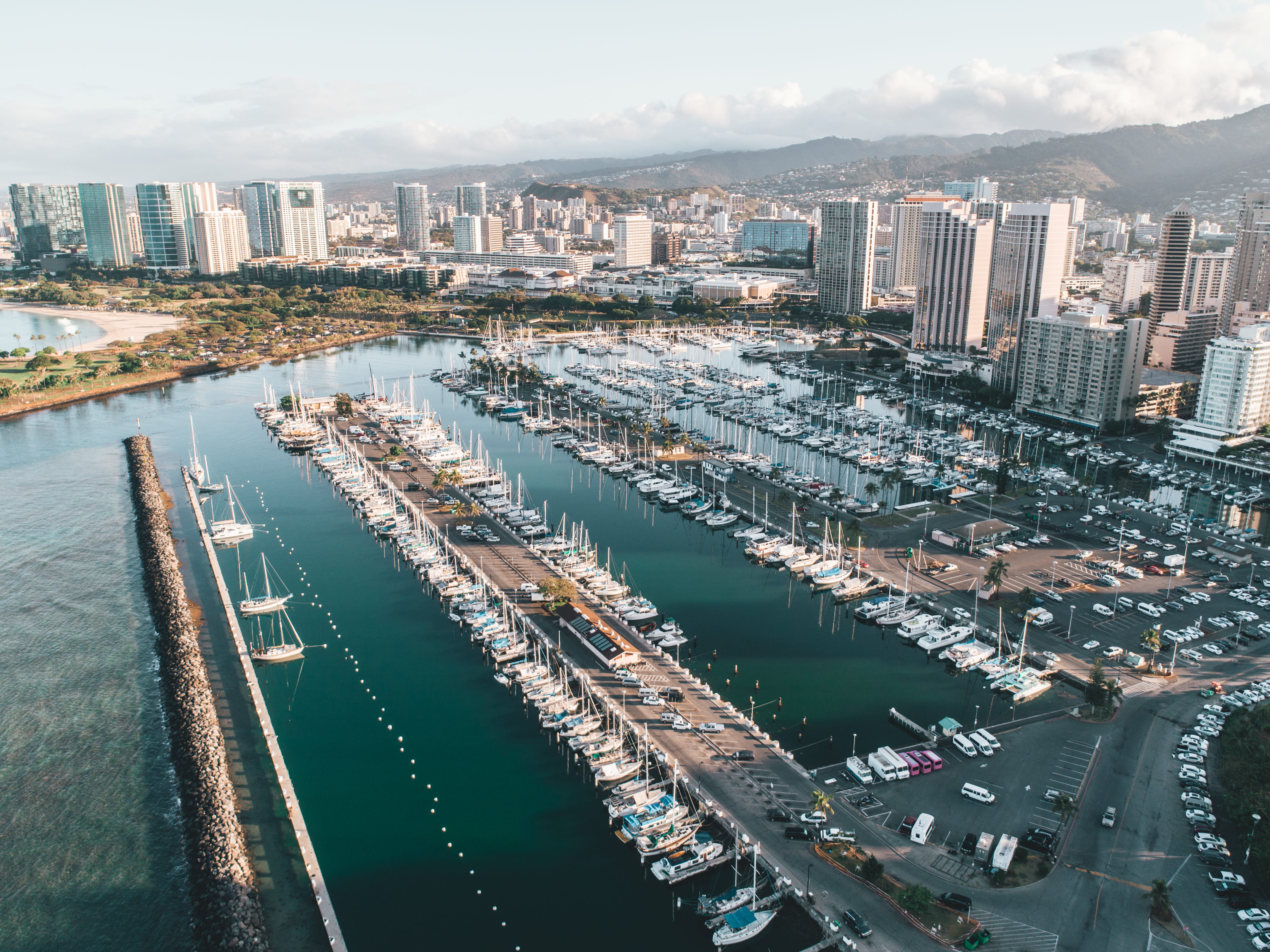 nature, high angle view, pier, building, sky, cityscape, skyscraper, waterfront, no people, building exterior, tall - high, harbor, marina, built structure, HD Wallpaper