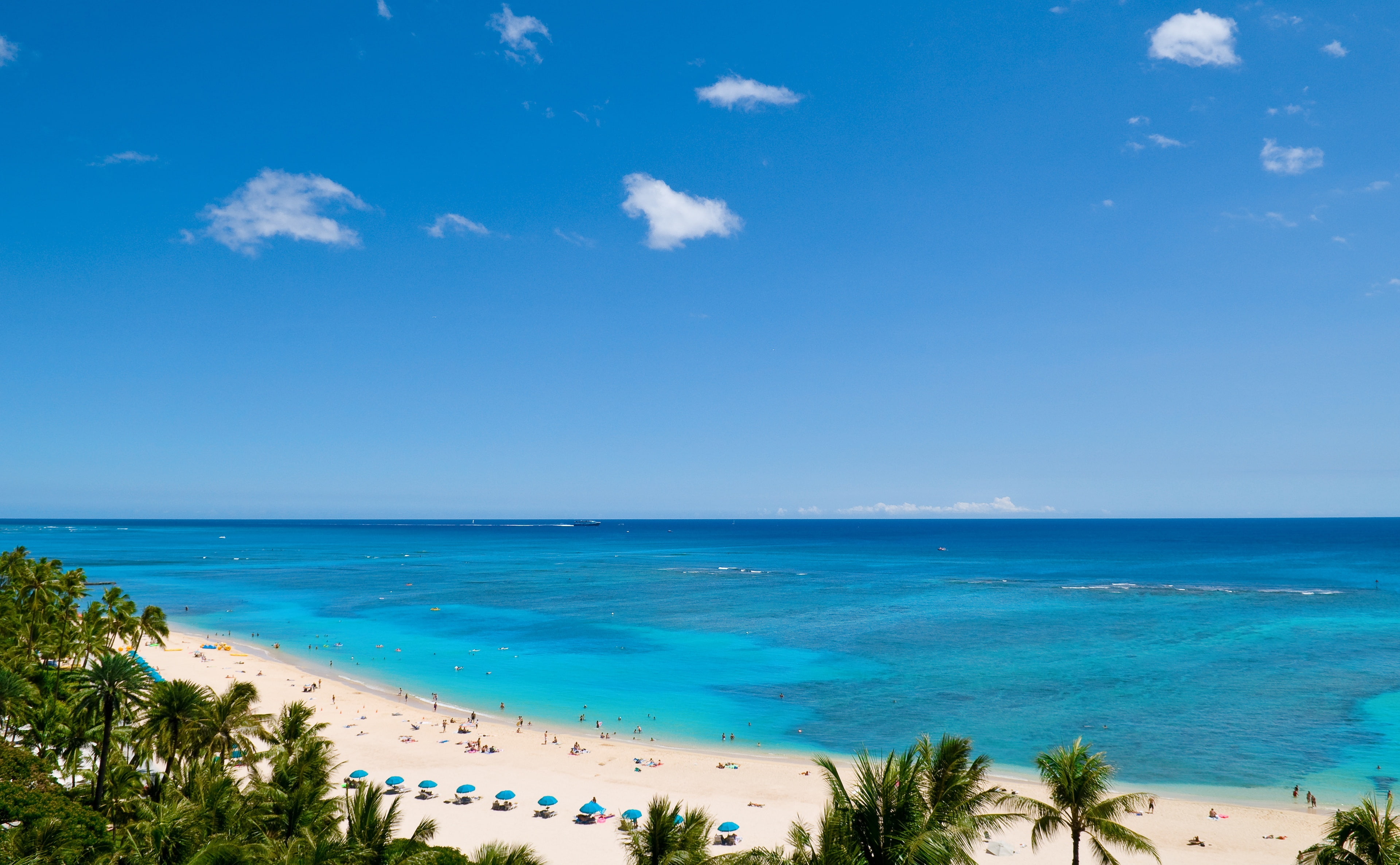idyllic, cloud - sky, palm trees, turquoise colored, scenics - nature, tranquil scene, land, no people, water, pacific ocean, beach, coconut, outdoors, HD Wallpaper