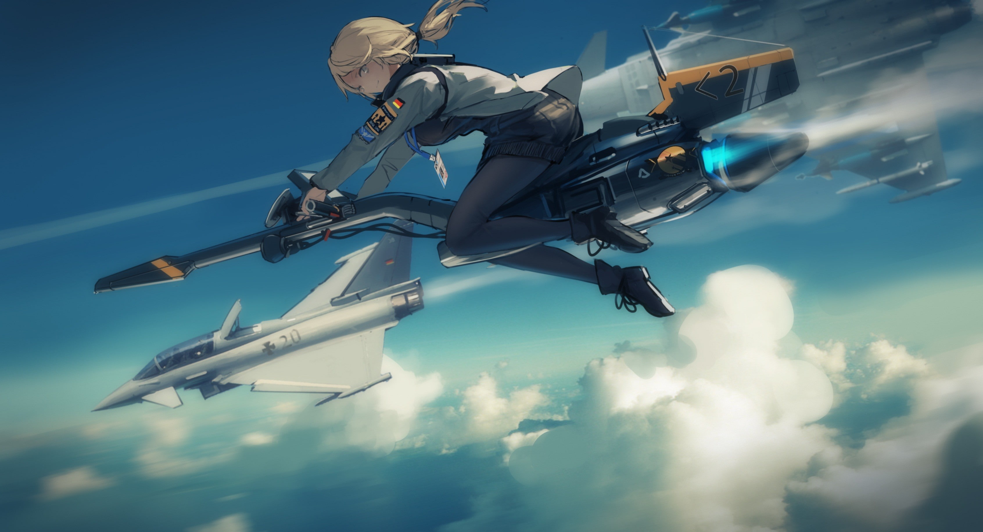 anime girls, Eurofighter Typhoon, blonde, 2K, Brave Witches, HD Wallpaper