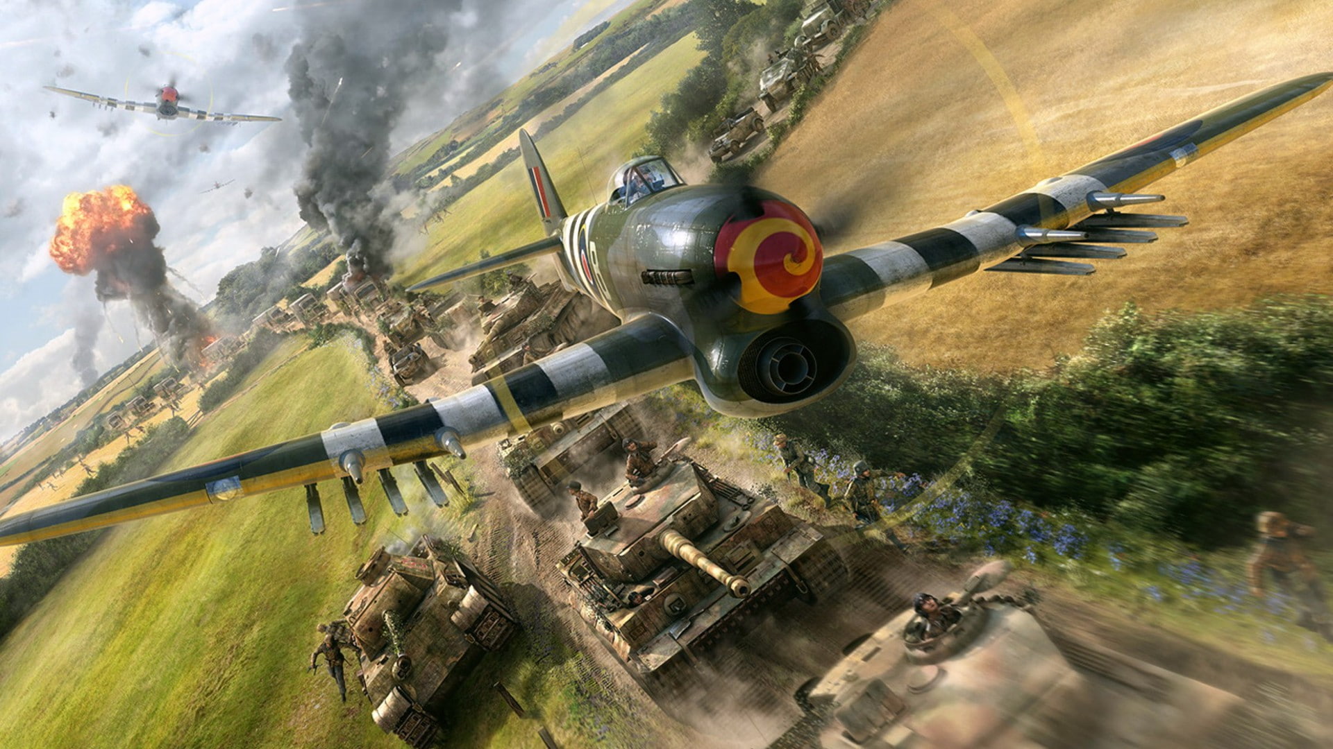 World War II, D Day, 1080P, aircraft, military, Military Aircraft, Hawker Typhoon, airplane, HD Wallpaper
