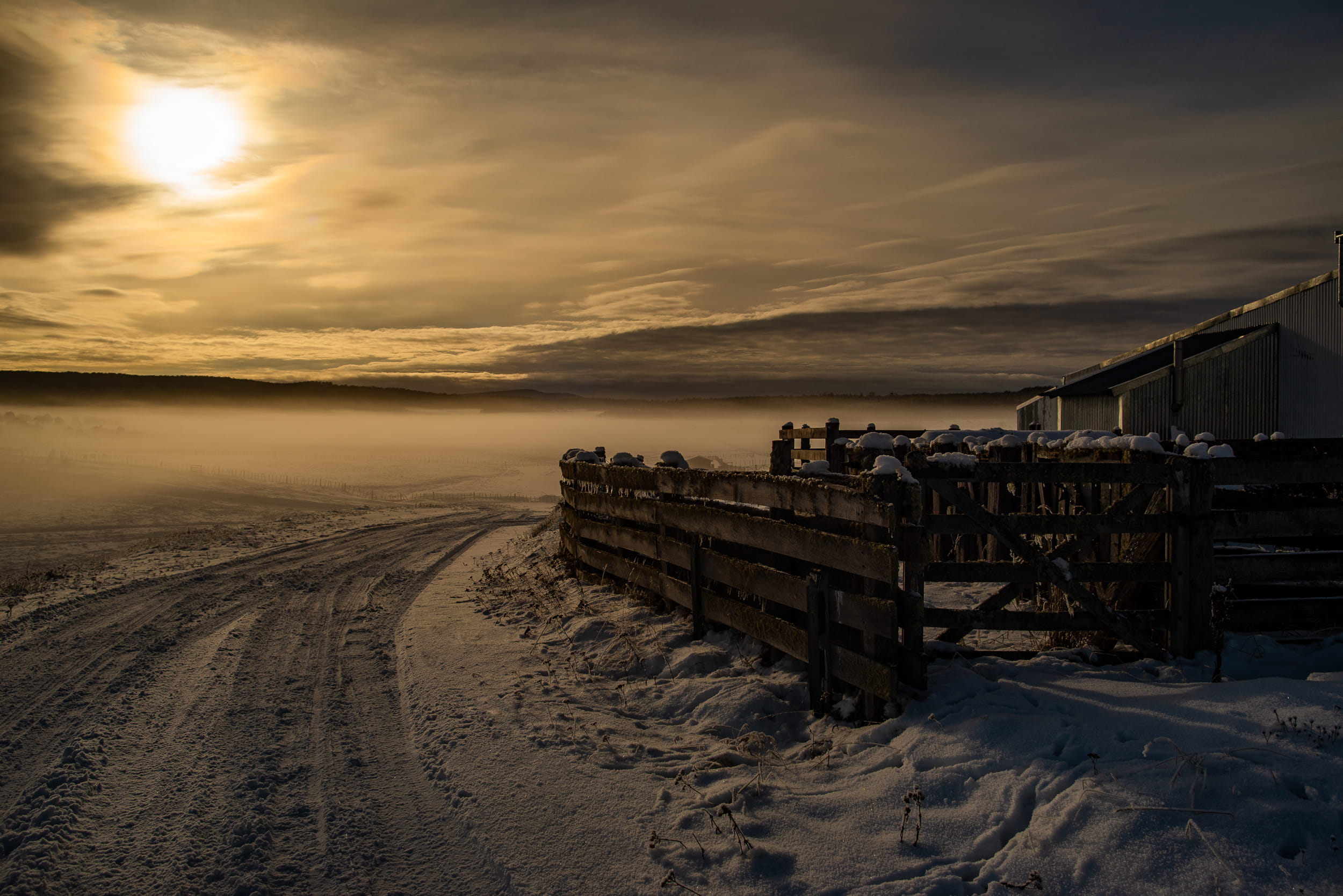 wood, wooden fence, frozen, tranquility, cloud - sky, light, pathway, evening, seashore, water, sun, landscape, dusk, wooden, scenics - nature, ocean, nature, HD Wallpaper