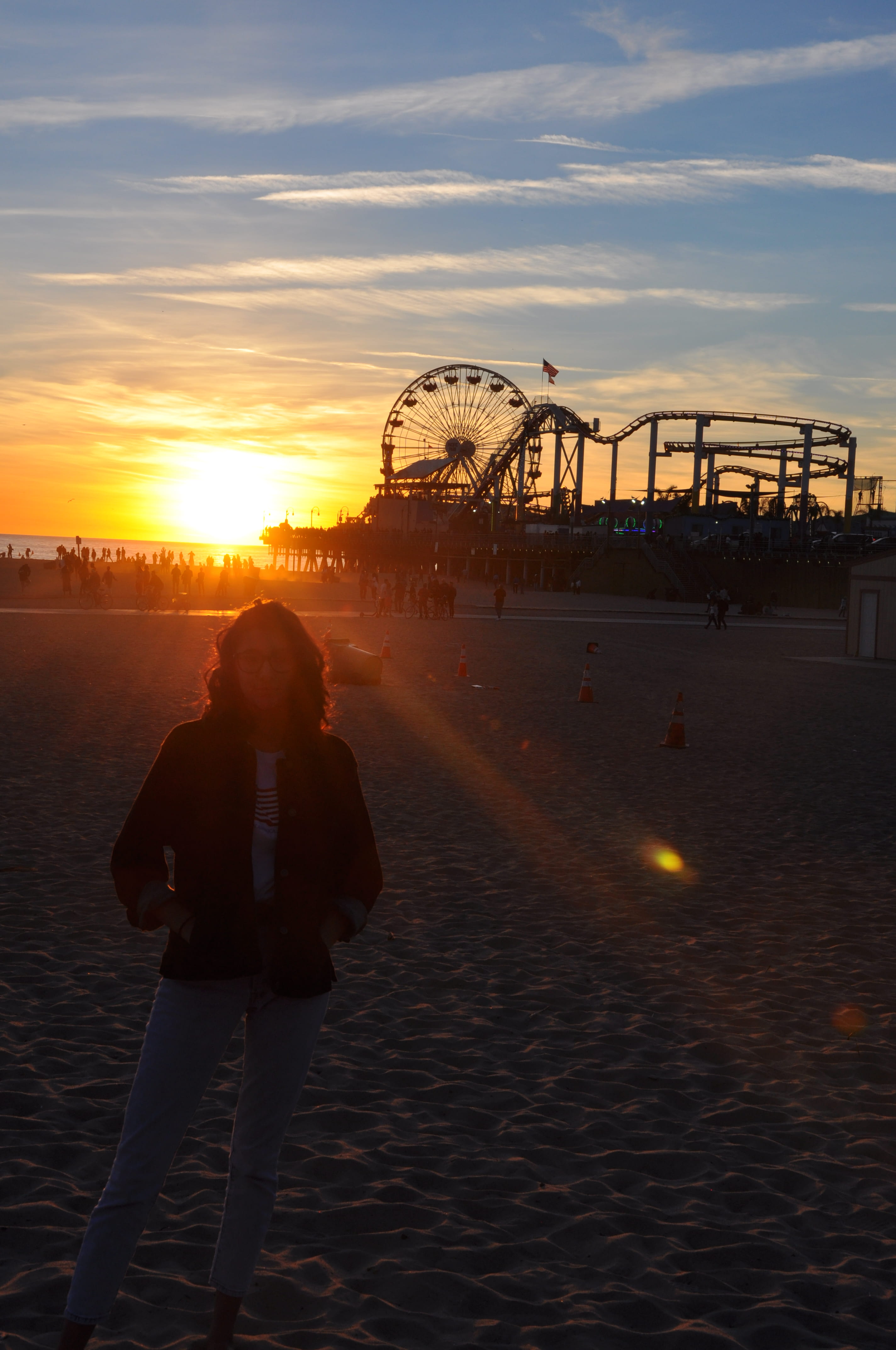sunlight, standing, full length, la, muscle beach, cloud - sky, coaster, land, building, 4K, real people, bridge, roller coaster, amusement park ride, Phone HD Wallpaper