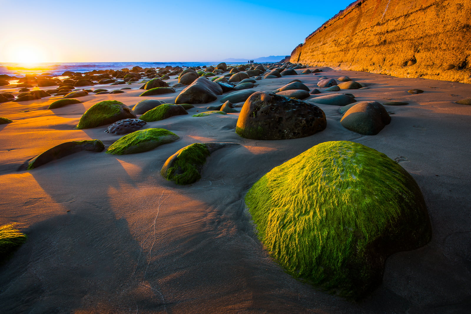 concrete, 720P, nature, sea wall, surf, Sunset, beach  sand, sea, landscape, beach, Rocky, ventura, emma wood state beach, rock - Object, ocean, sand, HD Wallpaper
